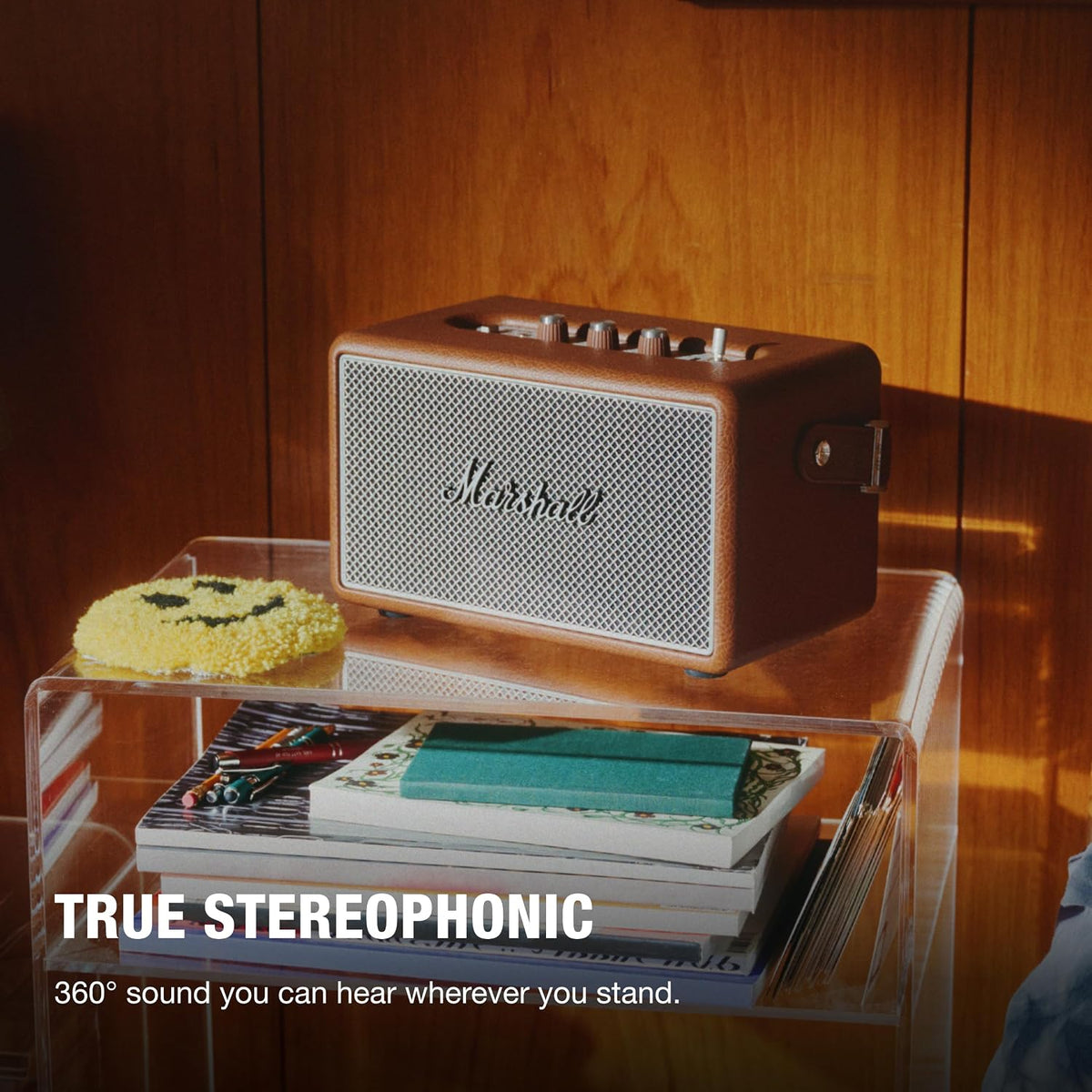 Marshall Kilburn III Portable Bluetooth Speaker with 50+ Hours of Portable Playtime, (360° Sound), Dust & Water-Resistant (IP54) – Brown. Marshall