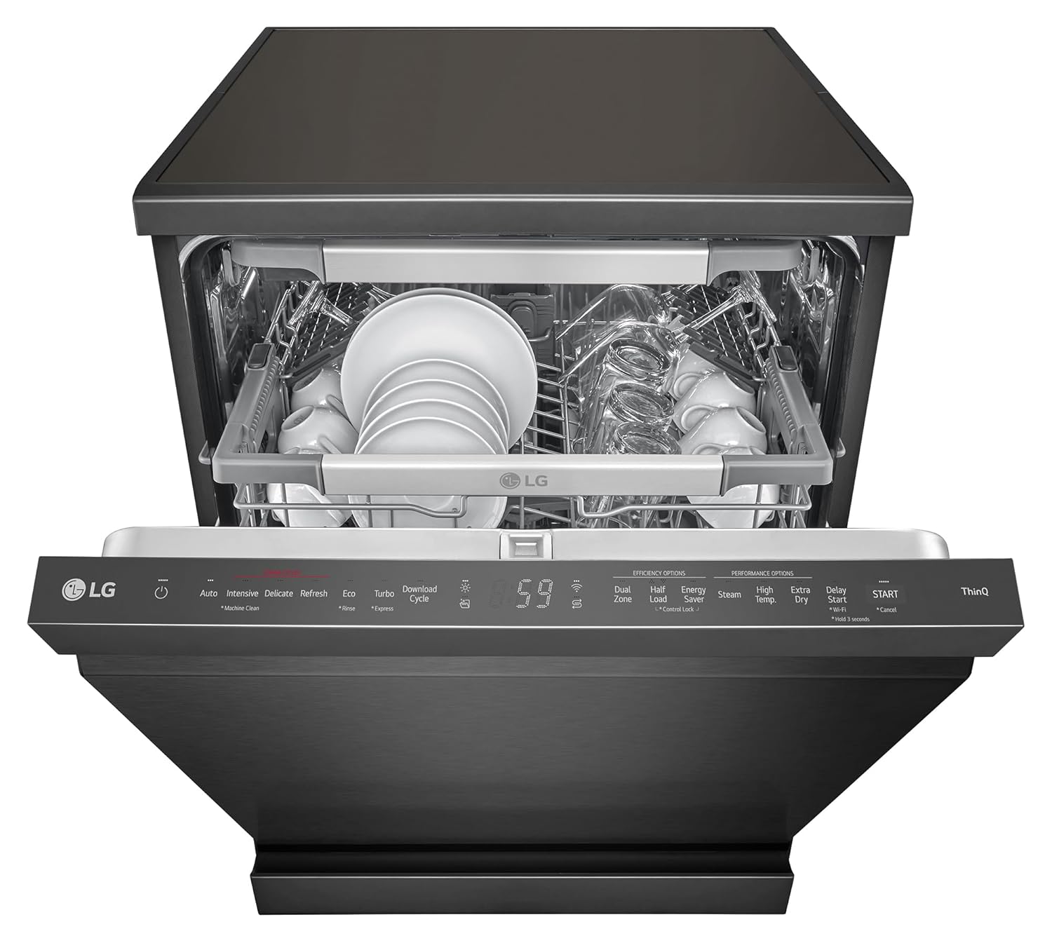 LG DFB335HM 15 Place Settings TrueSteam™ Dishwasher | QuadWash™ | Auto Open Door | Wi-Fi Smart Control | Matte Black LG