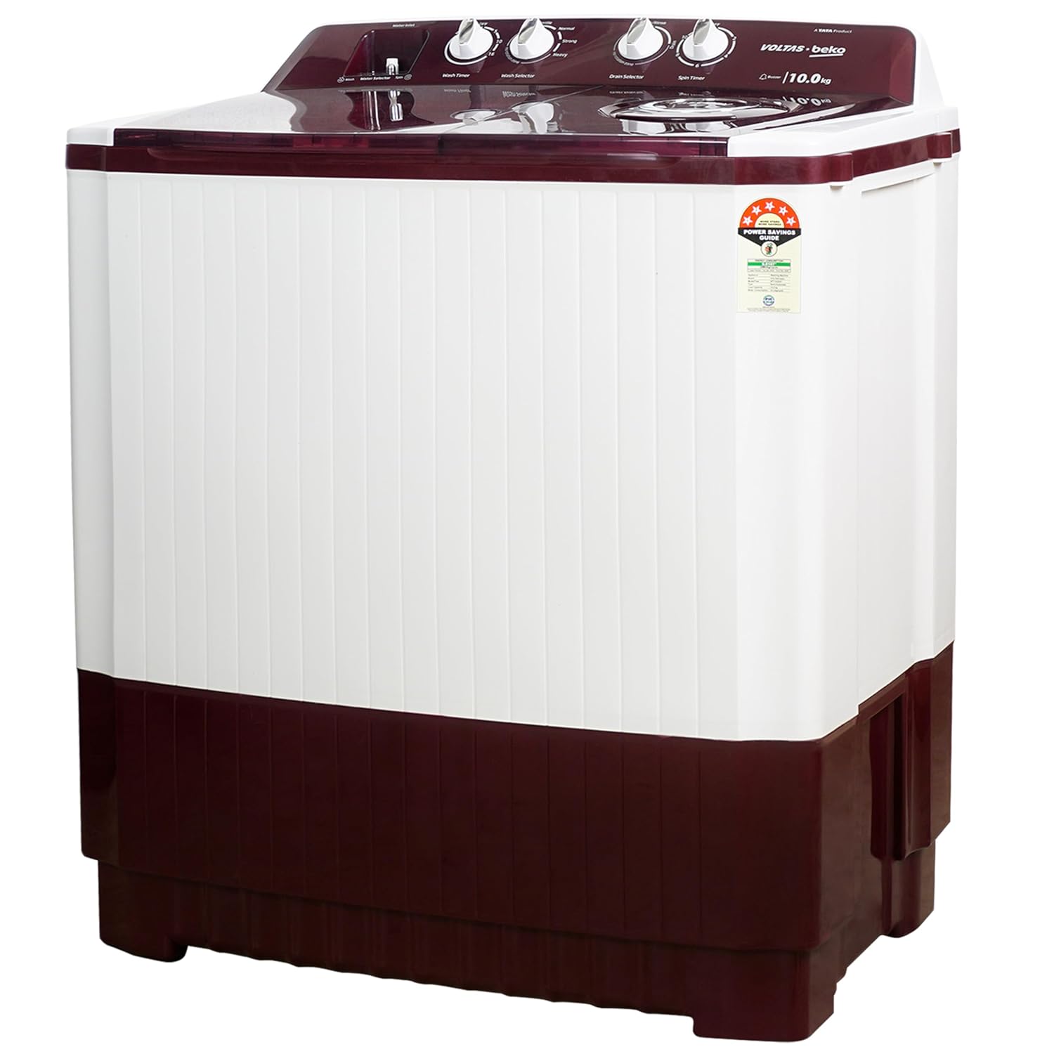 Voltas Beko ‎WTT10/UCABRSSWH4PTD 10 Kg 5 Star Semi Automatic Top Load Washing Machine BURGUNDY Mahajan Electronics online