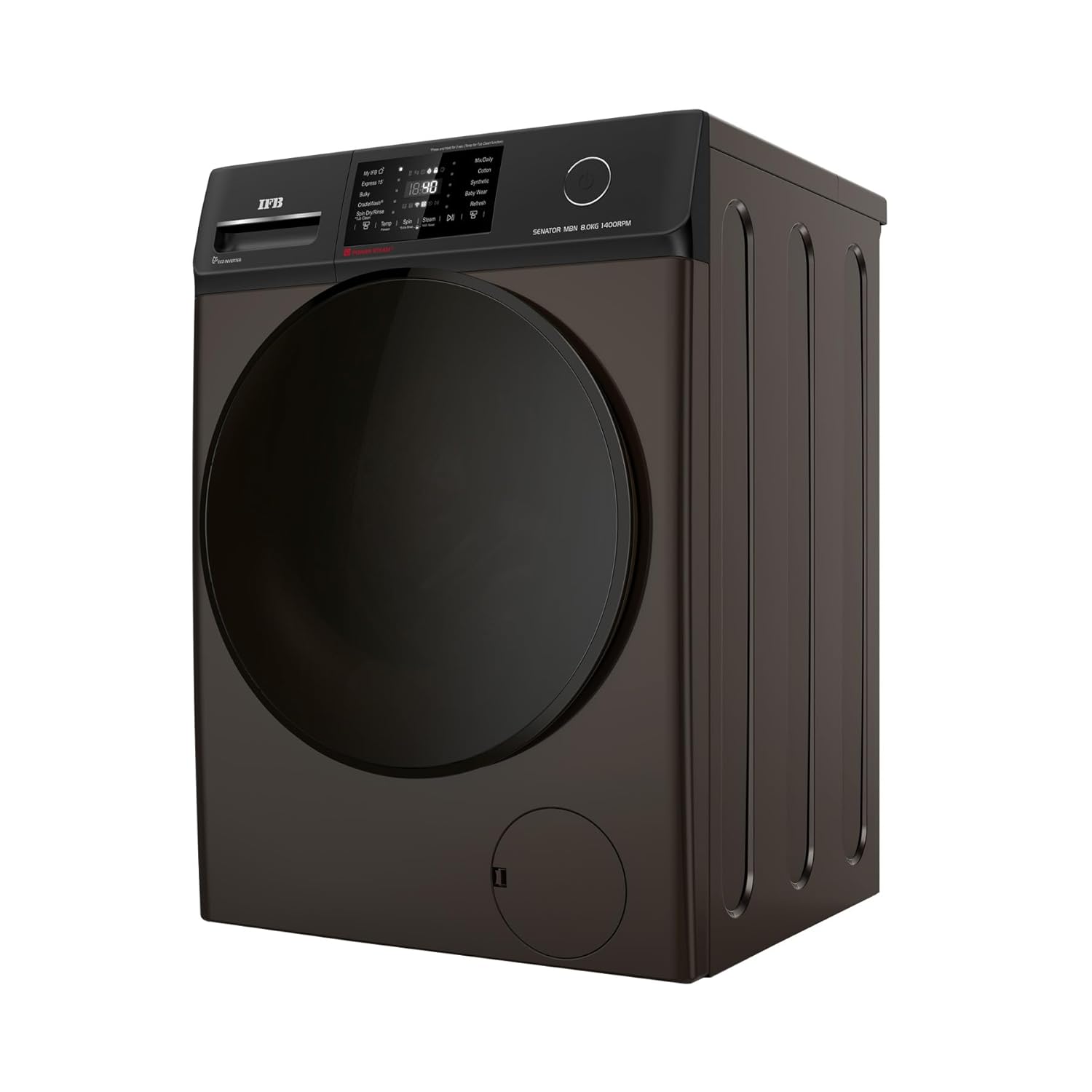 IFB Senator MBN 8014 8 Kg 5 Star Powered by AI with 9 Swirl Wash, Fully Automatic Front Load Washing Machine ( Steam Refresh Program with Eco Inverter, Mocha) Mahajan Electronics Online