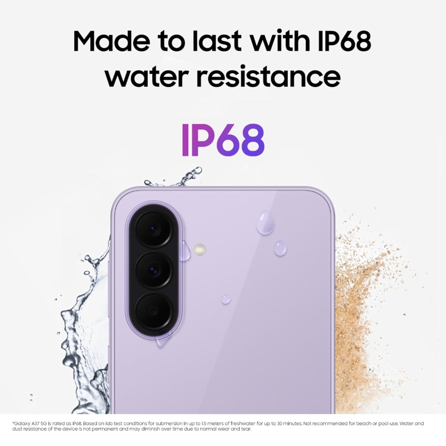 Samsung Galaxy A37 5G (Awesome Lavender, 8GB RAM, 128GB Storage), Agentic AI, Triple Camera with Nightography Video, 2 Days Battery Life, 6 Gen OS Upgrades, IP68, 7.4mm Sleek, with No Cost EMI Mahajan Electronics Online