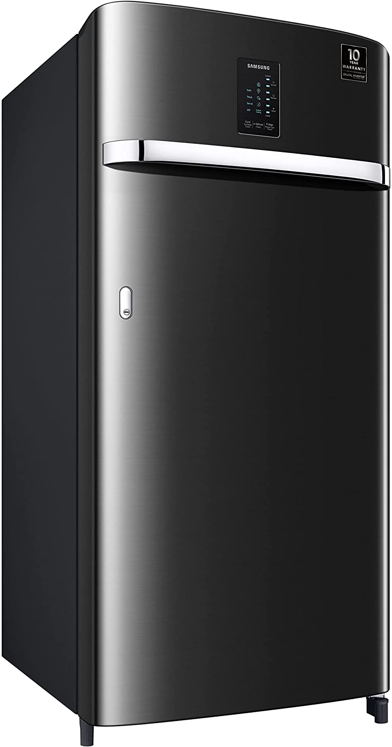 Samsung 184L 3 Star Digi-Touch Cool Digital Inverter Direct-Cool Single Door Refrigerator Curd Maestro (RR21C2J23BX/HL,Luxe Black) - Mahajan Electronics Online