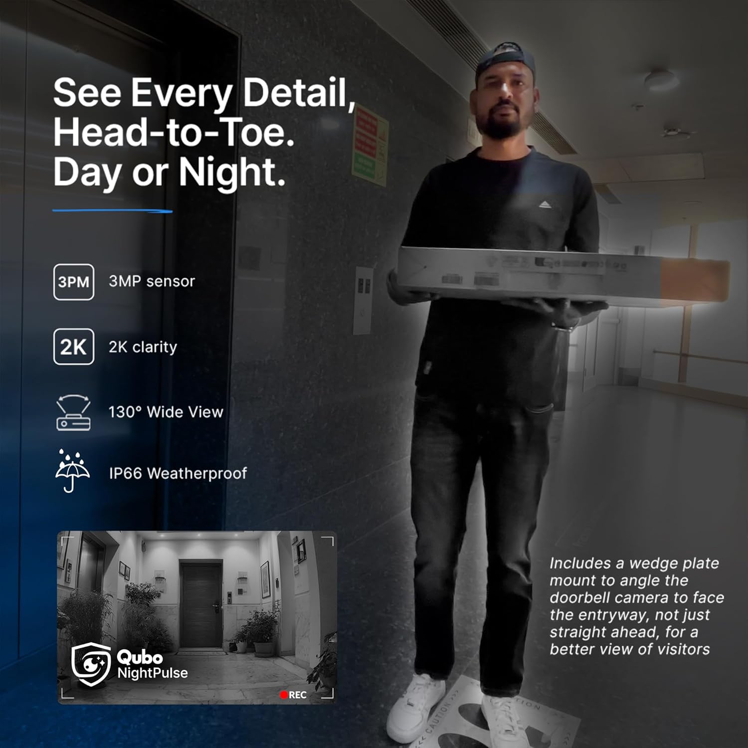 Qubo Instaview New Age Video Doorphone from Hero Group | 3MP Video Doorbell Pro 2K + Wireless Home Tab 1296p Resolution | Instant Phone & Tab Visitor Video Call | 2-Way Talk | Mahajan Electronics Online