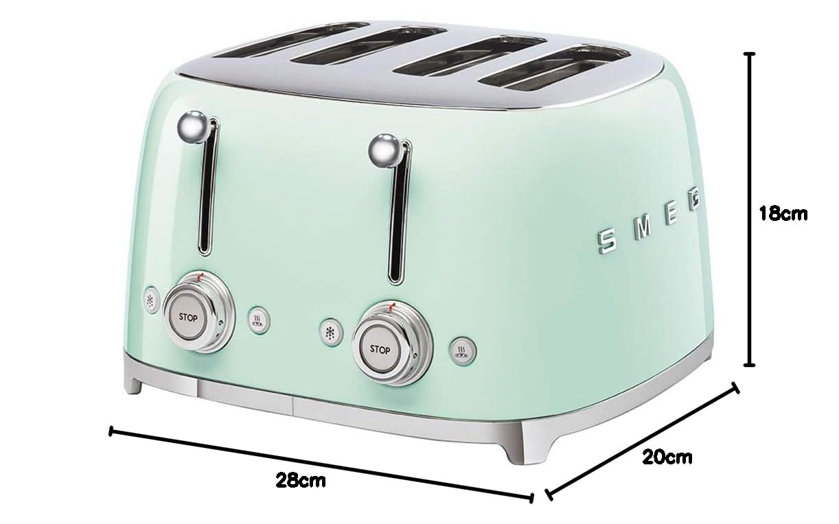 SMEG TSF03PGEU| Toaster 4 slices 50's Style | Colour : Pastel Green Mahajan Electronics Online