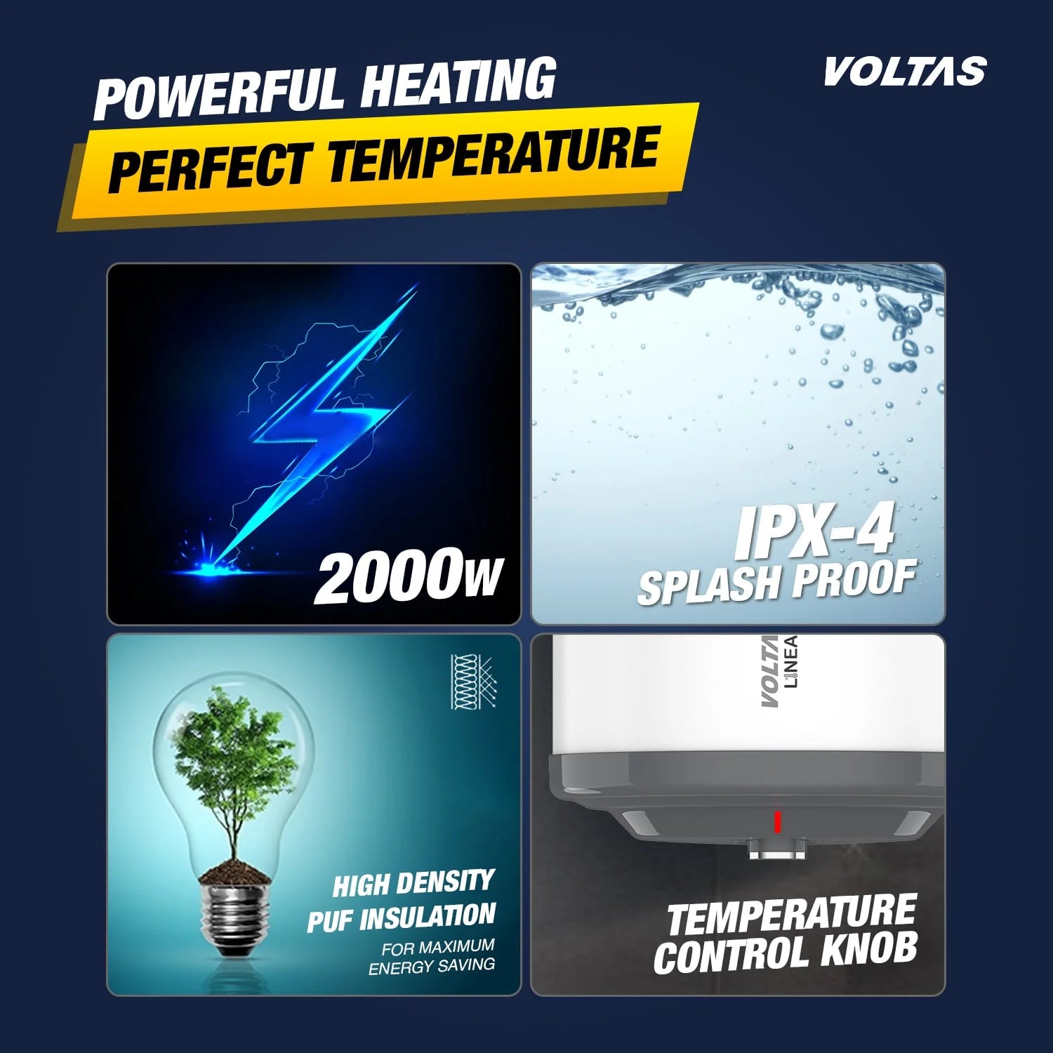 Voltas Linea 3 Star Water Heater 255HPBGY- 25L (2000W) Mahajan Electronics Online