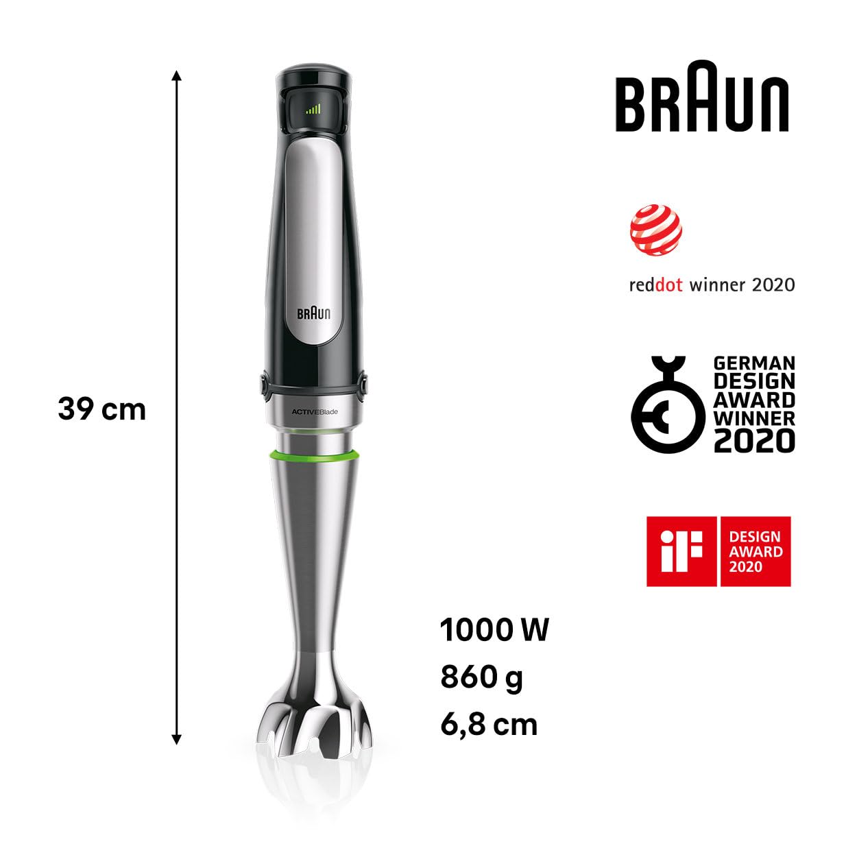 Braun MQ7075X MultiQuick 7 Hand Blender 1000W with Beaker, 1.5L Food Processor, Whisk, ActiveBlade, Easy SmartSpeed, PowerBell Plus, SplashControl for Dough Making, Chopping, Masala Grinding, Smoothie Mahajan Electronics Online