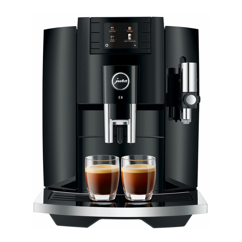 Jura E8 Automatic Coffee Machine (15270, Piano Black) Bundle with Glass Milk Container (2 Items) Mahajan Electronics Online