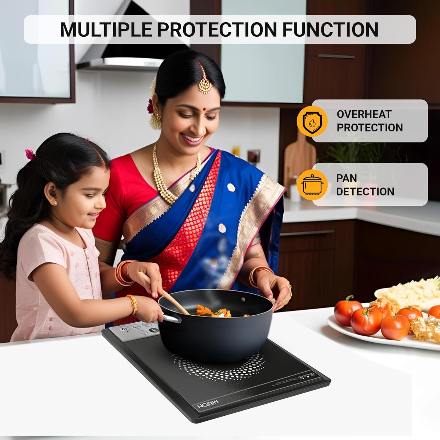 Milton Euroline Elio 16.0 Portable Induction Cooktop (1600W) | LED Display | 5KV Surge Protection | Timer &amp; Preset Menu | Child Lock | Model HICPB16.0 Mahajan Electronics