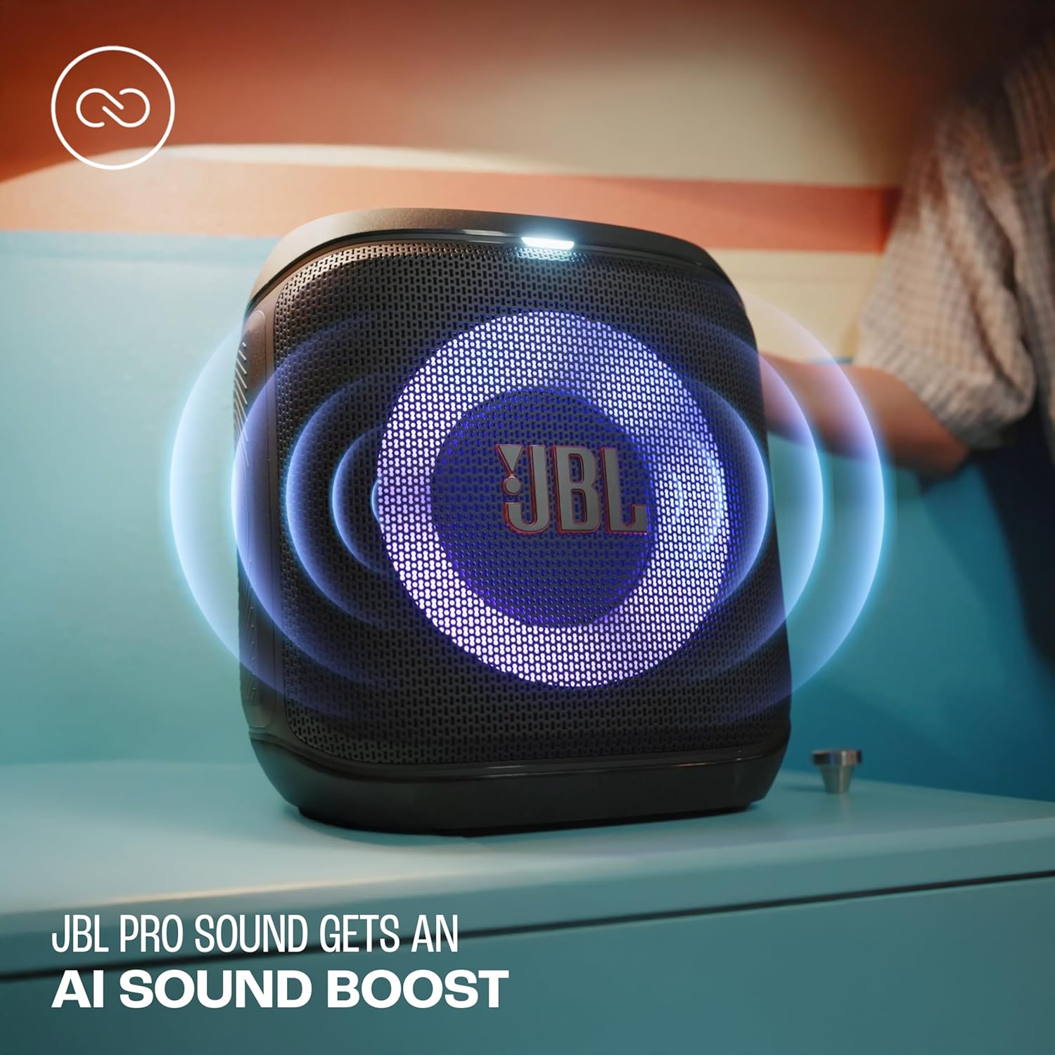 JBL Partybox Encore Essential 2 Wireless Bluetooth Party Speaker, AI Sound Boost, Dynamic Light Show, Upto 15Hrs Playtime, Multi-Speaker Connection by Auracast, Guitar & Mic Inputs, PartyBox App-Black Mahajan Electronics online