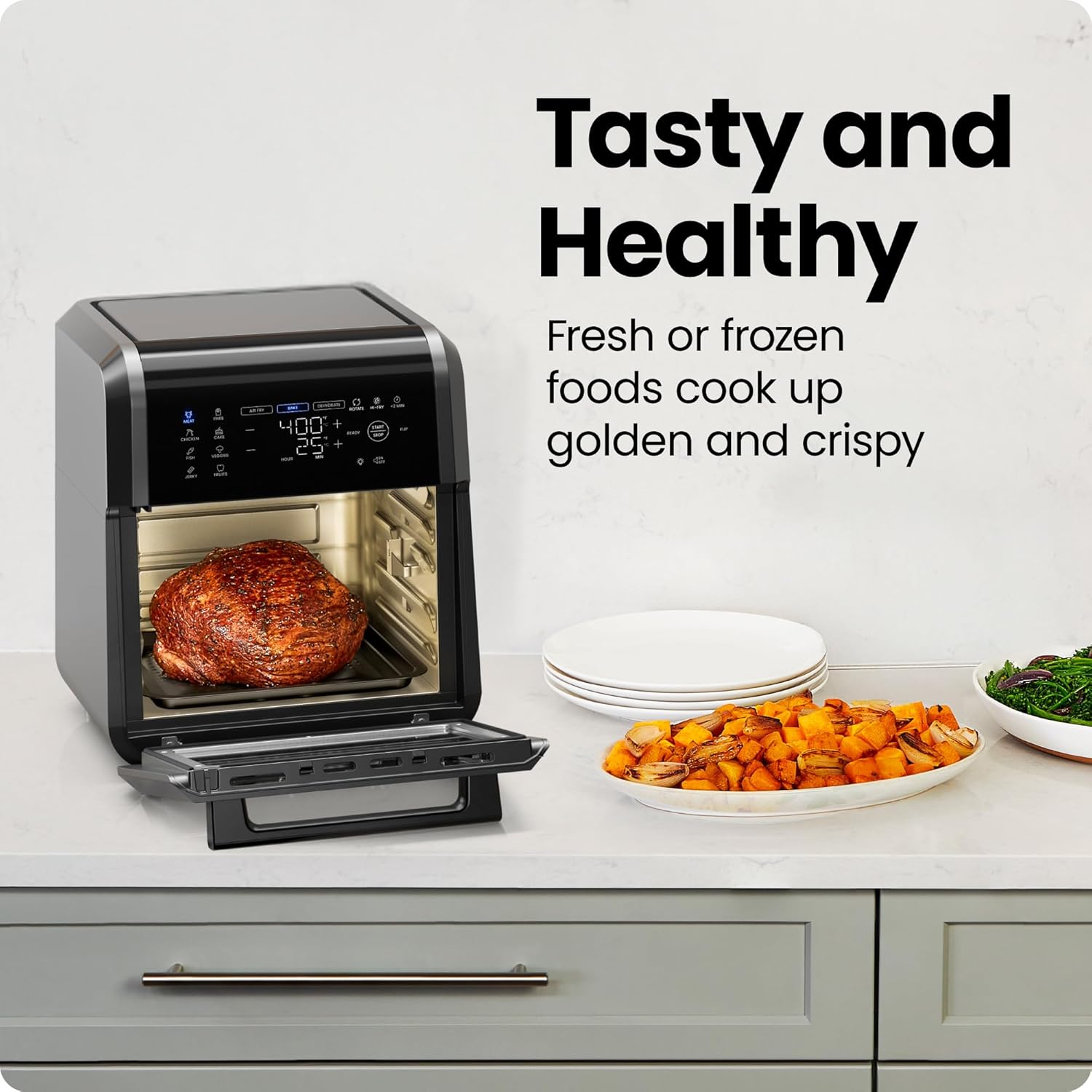 Chefman RJ38-RDO-V12-IN 12-Quart 5-in-1 Air Fryer Oven with Digital Timer, Touchscreen, and 12 Presets - Family Size Countertop Convection Oven, Dishwasher-Safe Parts Mahajan Electronics Online