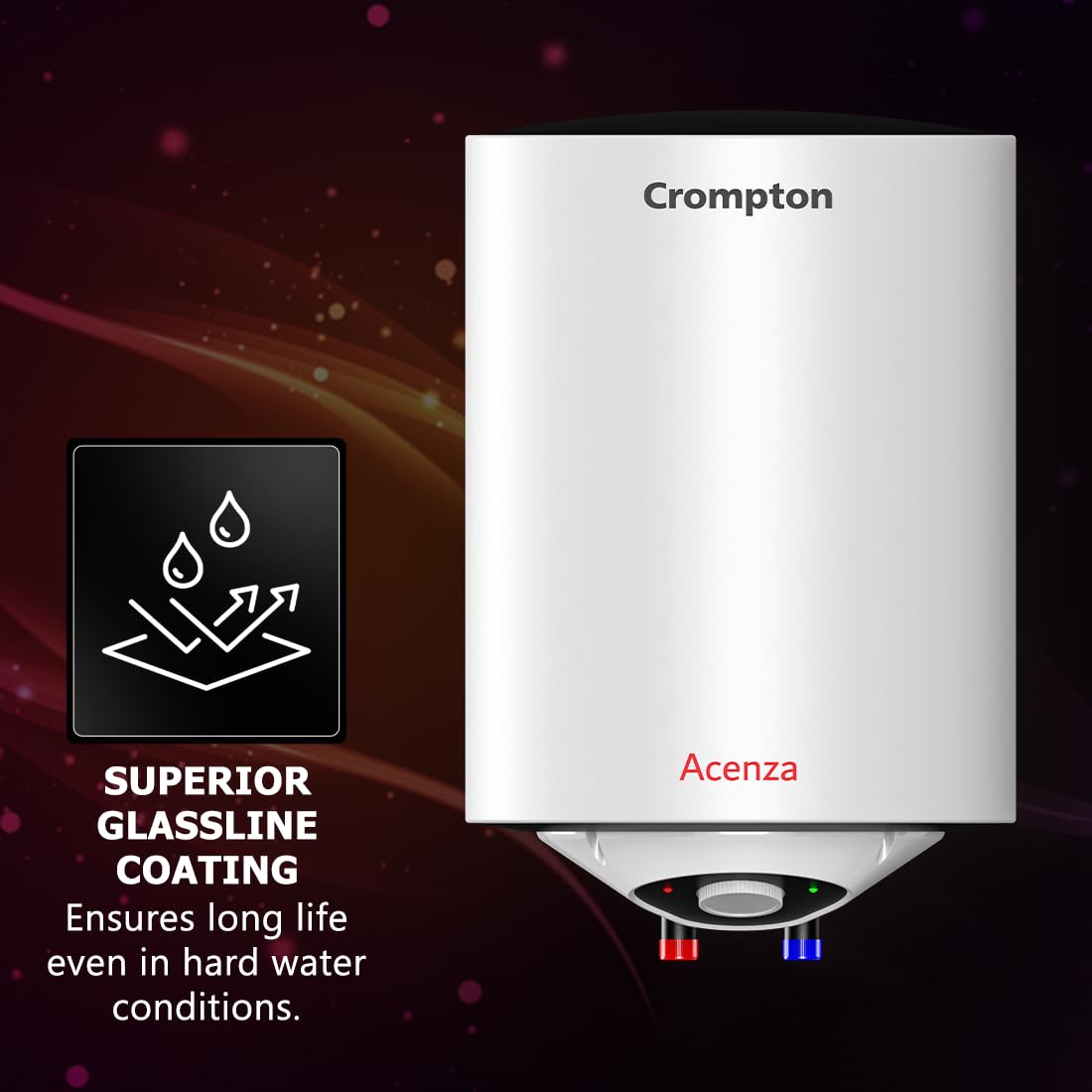 Crompton Acenza Plus 25L Storage Water Heater (ASWH-6125) | 5-Star BEE | Copper Heating Element | Glassline Tank | 8 Bar Pressure | Mahajan Electronics Delhi NCR
