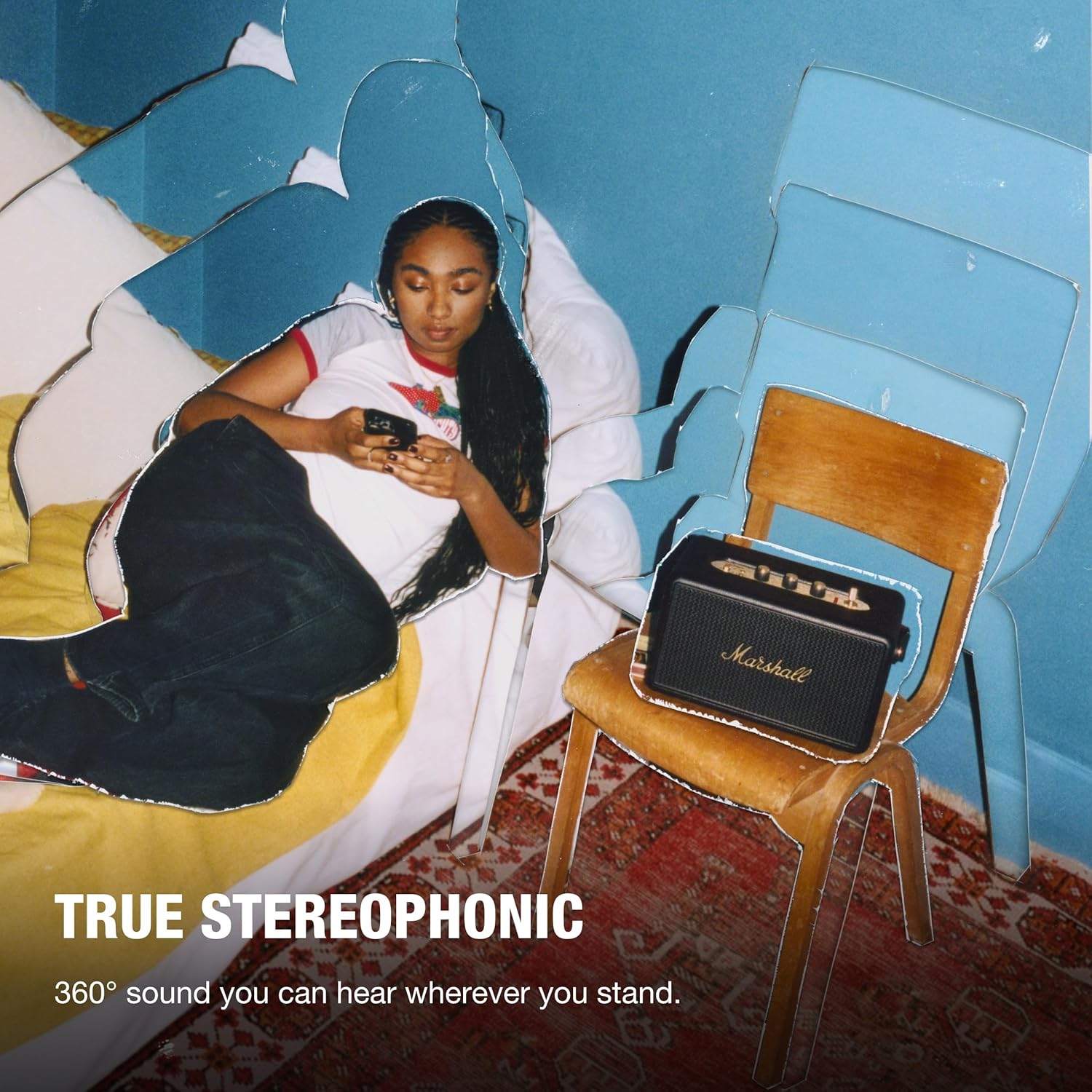 Marshall Kilburn III Portable Bluetooth Speaker with 50+ Hours of Portable Playtime, (360° Sound), Dust & Water-Resistant (IP54) – Black & Brass. Mahajan Electronics Online