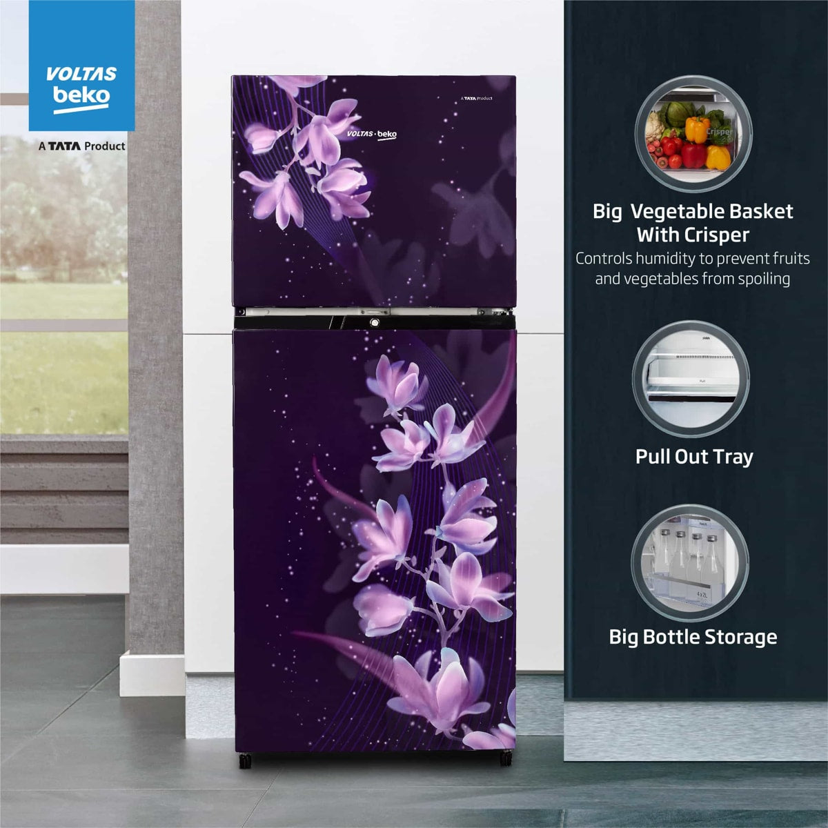 Voltas Beko RFF270C/WPNPR0I0000GD 230 L, 3 Star, Double Door Frost Free Refrigerator Mahajan Electronics Online