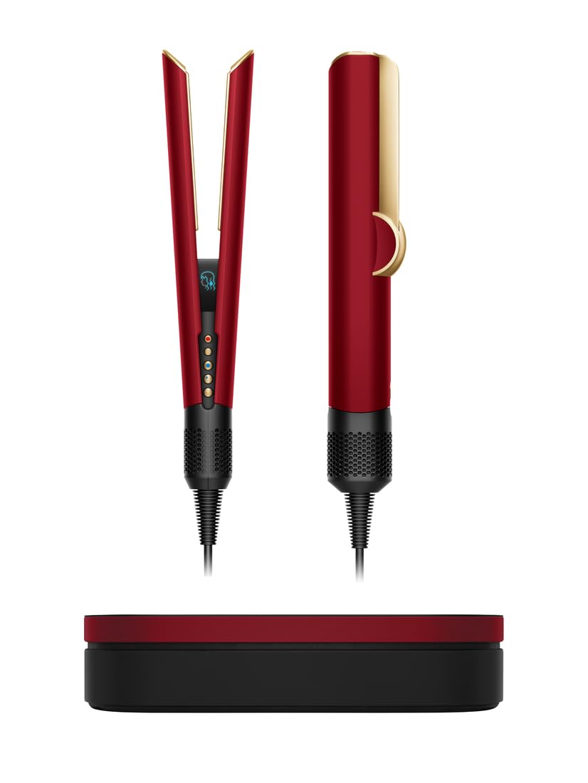 Dyson Airstrait™ Hair Straightener [Red Velvet & Gold] |Wet-to-dry straightener|Straightens with air Mahajan Electronics Online