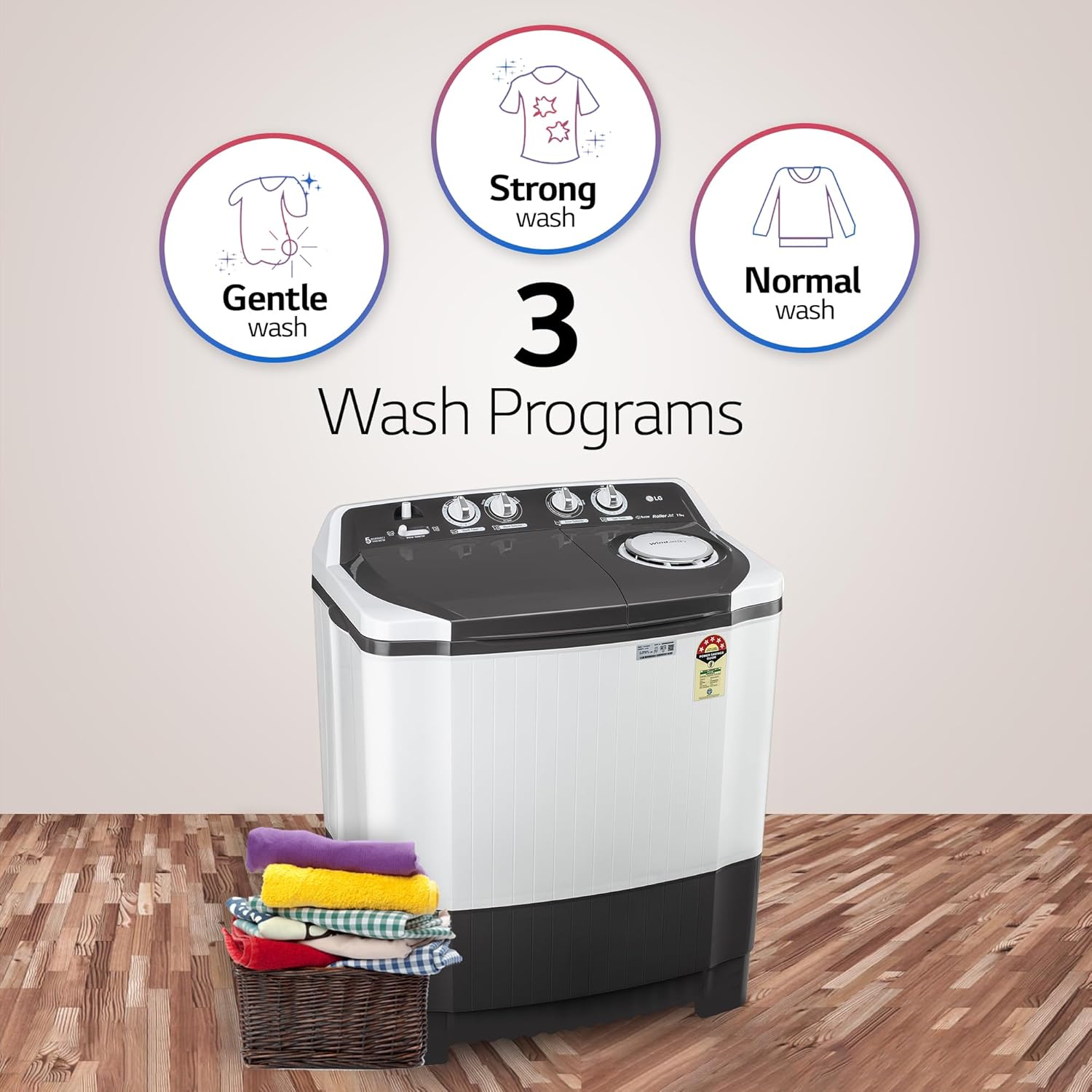 LG P7510RGAZ 7.5 kg 5 Star Wind jet dry Semi-Automatic Top Load Washing Machine ( Dark Gray, Roller Jet Pulsator) Mahajan Electronics Online