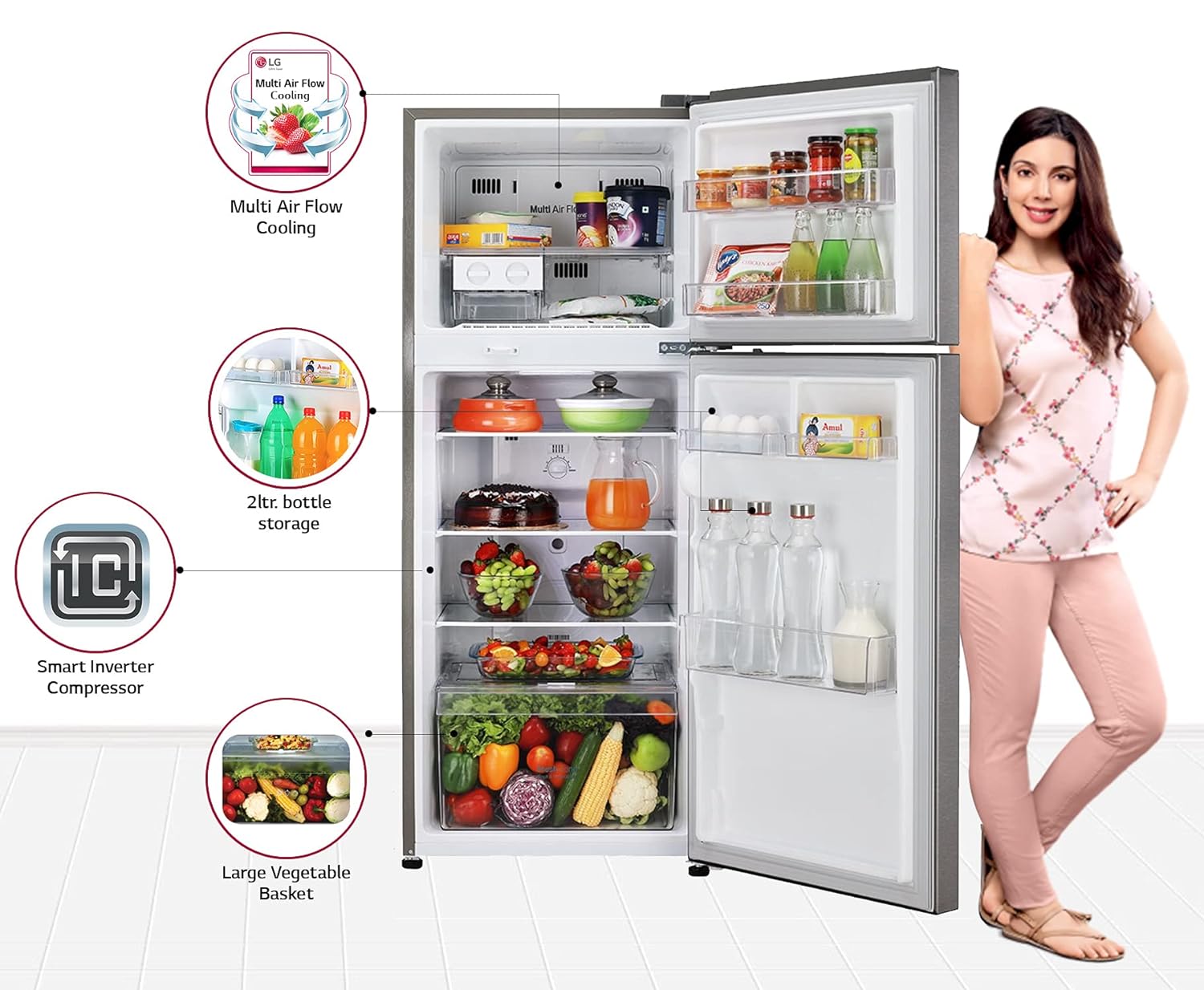 LG GL-N292DDSY 260 L 2 Star Inverter Frost-Free Double Door Refrigerator Mahajan Electronics Online