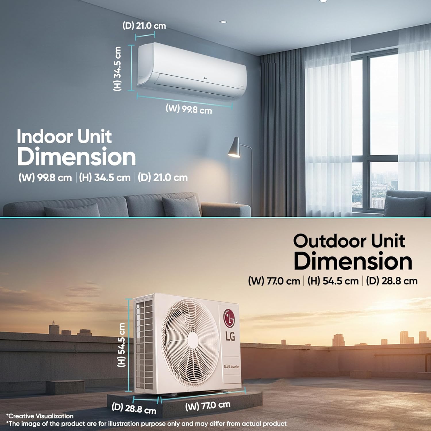 LG AS-Q19JNYE 1.5 Ton 4 Star DUAL Inverter Split AC (Copper, AI Convertible 6-in-1, VIRAAT Mode, Faster Cooling & Energy Saving, 4 Way Swing, HD Filter with Anti-Virus Protection & Him Clean,  White) LG