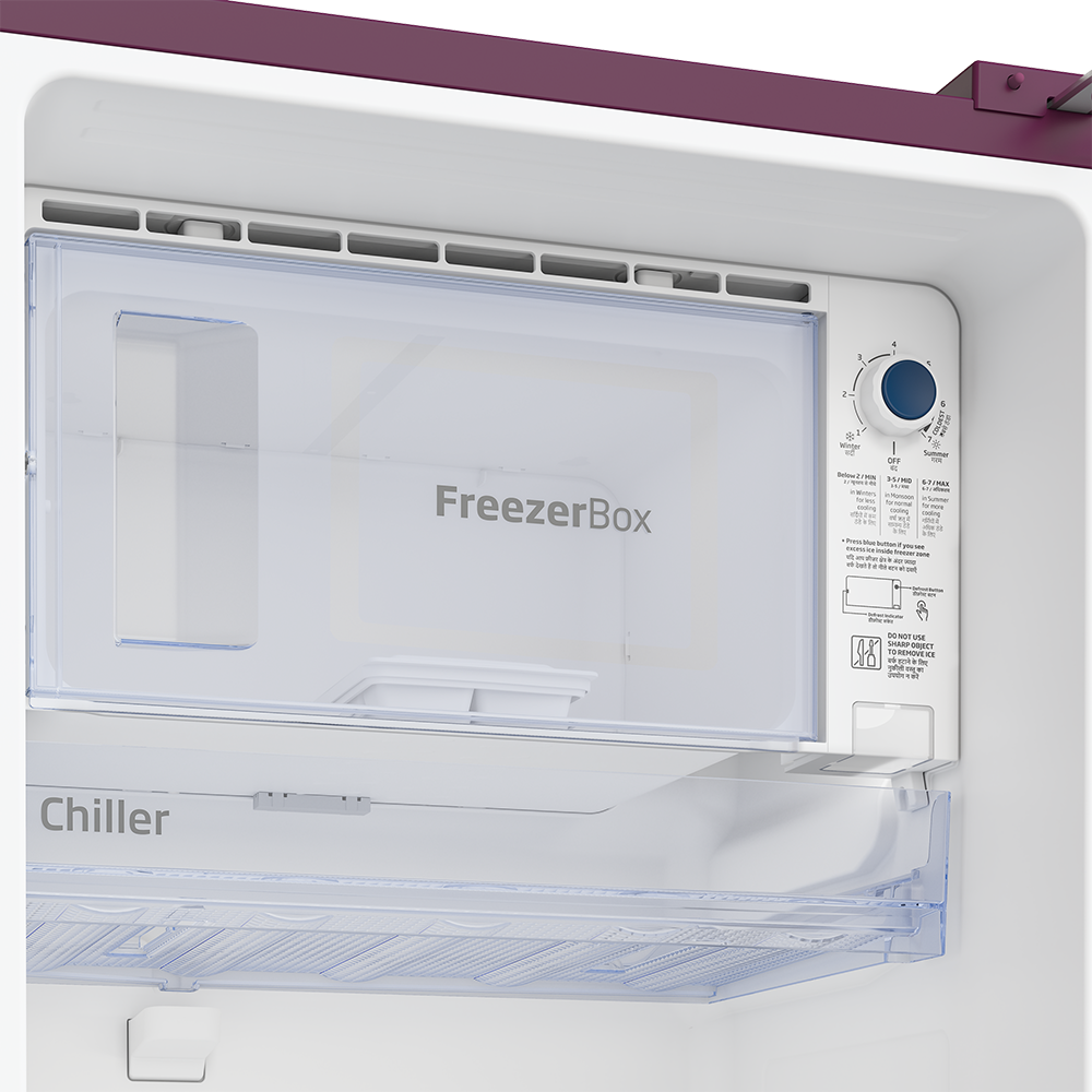 Voltas Beko RDC265B / W0DBE0M000UGD 230L 4 Star Direct Cool Single Door Refrigerator – Dahlia Blue | FreshBox™, FlexLift™, SafeBox™ | 2 Yr Warranty + 8 Yr Compressor Mahajan Electronics Online