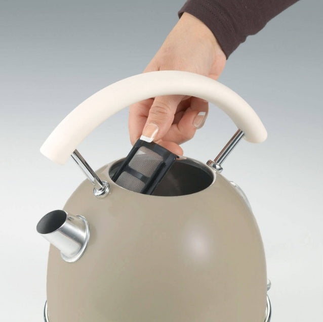 Ariete 2877 Vintage 1.7L Electric Kettle (Beige) | 2000W Stainless Steel | Retro Design | 360° Cordless Base | Auto Shut-Off Mahajan Electronics Online