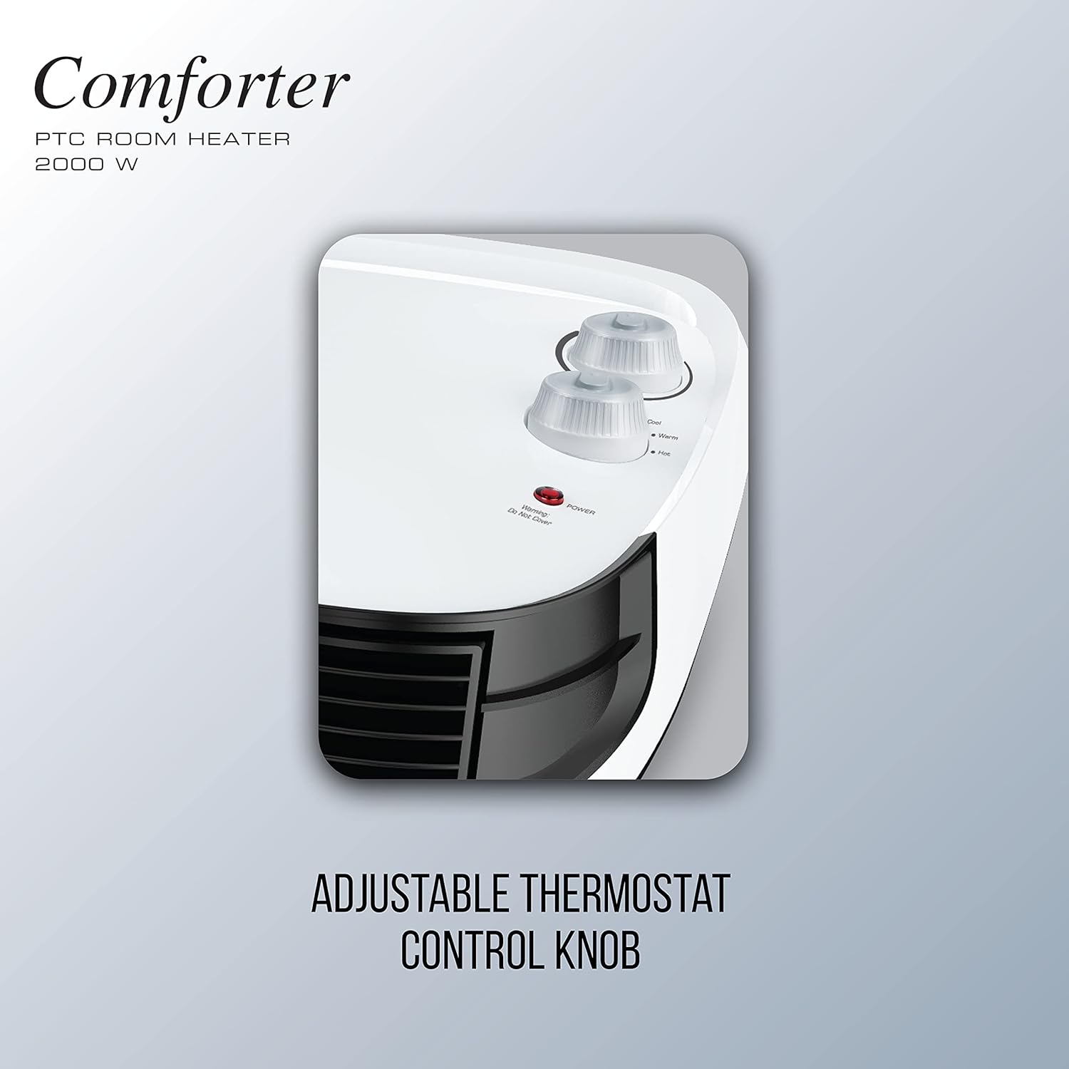 Havells Comforter 2000 Watt Room Heater with Overheat Protection| Easy to Carry for Bedroom and Office| Adjustable Thermostat Control Knob & Adjustable Vent for Air Delivery (White and Black) GHRFHAGW200 Mahajan Electronics Online