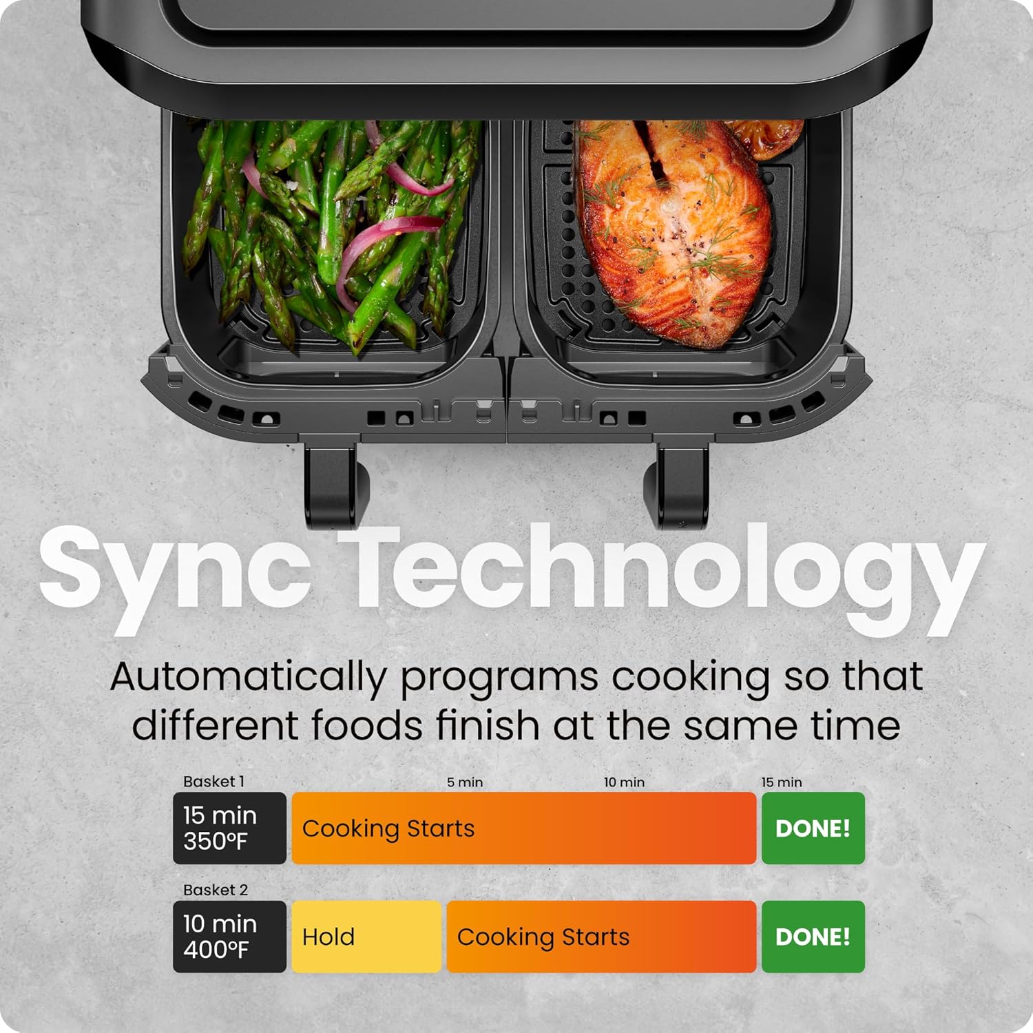 Chefman RJ38-SQPF-3TDB-2W-IN TurboFry Touch Dual Air Fryer, Maximize The Healthiest Meals With Double Basket Capacity, One-Touch Digital Controls And Shake Reminder For The Perfect Crispy And Low-Calorie Finish Mahajan Electronics Online