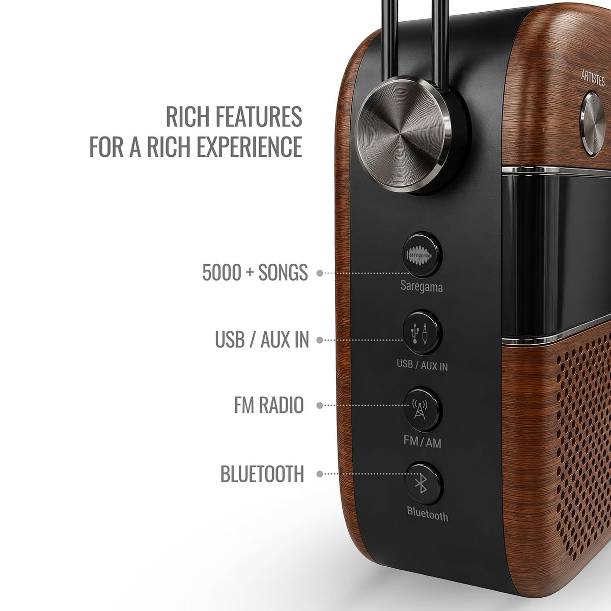 Saregama Carvaan 3.0 Hindi Legends to Latest Music Player, Antique Oak SC230 Carvaan