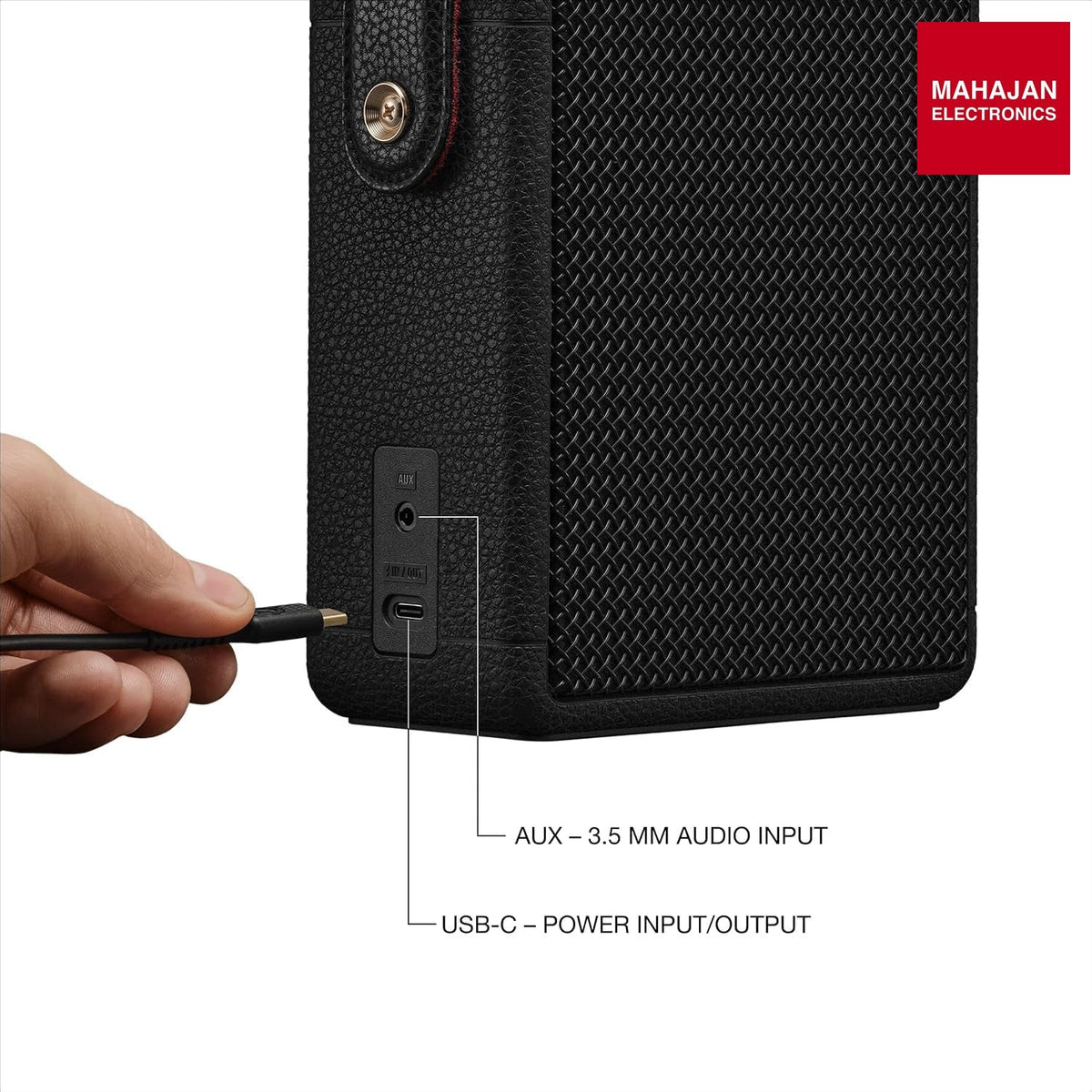 Marshall Stockwell III Portable Bluetooth Speaker with 40+ Hours of Playtime, (360° True Stereophonic Sound), IP55 Dust & Water Resistant, M Button for Presets – Mahajan Electronics Online.