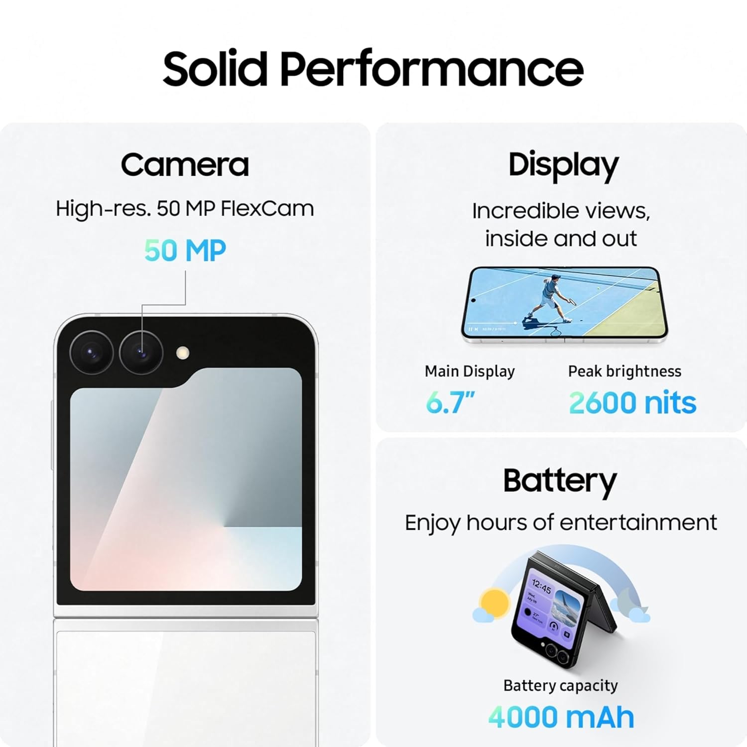 Samsung Galaxy Z Flip7 FE 5G Smartphone with Galaxy AI (Black, 8GB RAM, 256GB Storage), Ultra Sleek Compact Design, 50MP High-Resolution FlexCam, Long-Lasting 4000 mAh Battery, All-New One UI 8 Mahajan Electronics Online