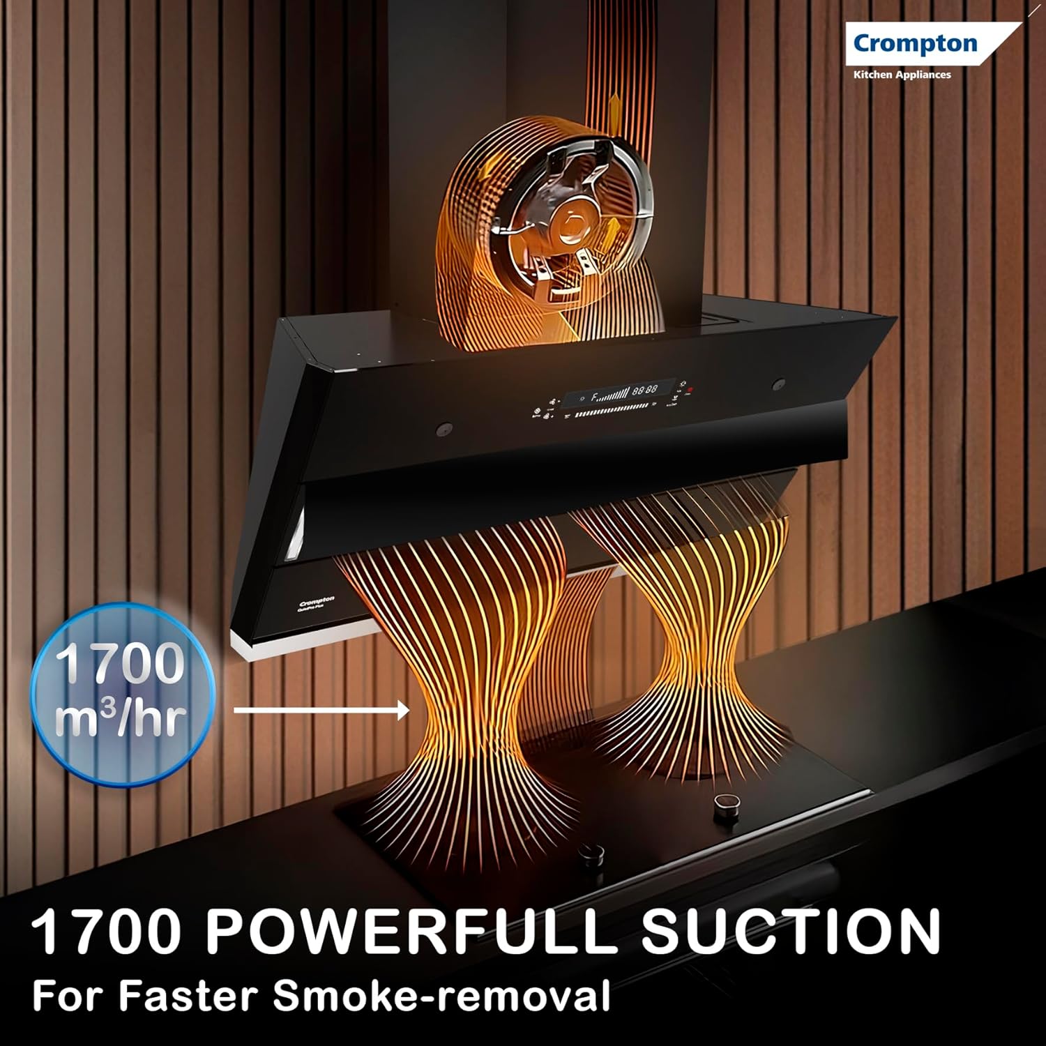 Crompton CHD-AQI60FLE-IND BLDC 1700m3/hr 60cm Slant Chimney| Filterless Intelligent Autoclean| Built In Oil Collector| Touch+Motion Sensor Control|10Yrs Motor & 4Yrs Overall Warranty Mahajan Electronics Online