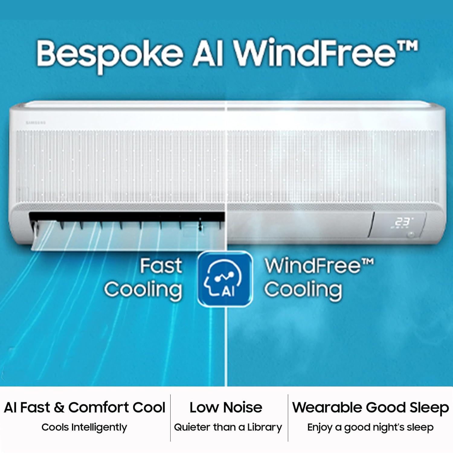 Samsung AR60H18D13WNNA 1.5 Ton 3 Star Bespoke AI WindFree Inverter Smart Split AC (2026 Model, WiFi, Energy Saving, Voice Control, Powerful Cooling, Digital Inverter, 4 Way swing, 5 Step Convertible) Mahajan Electronics Online