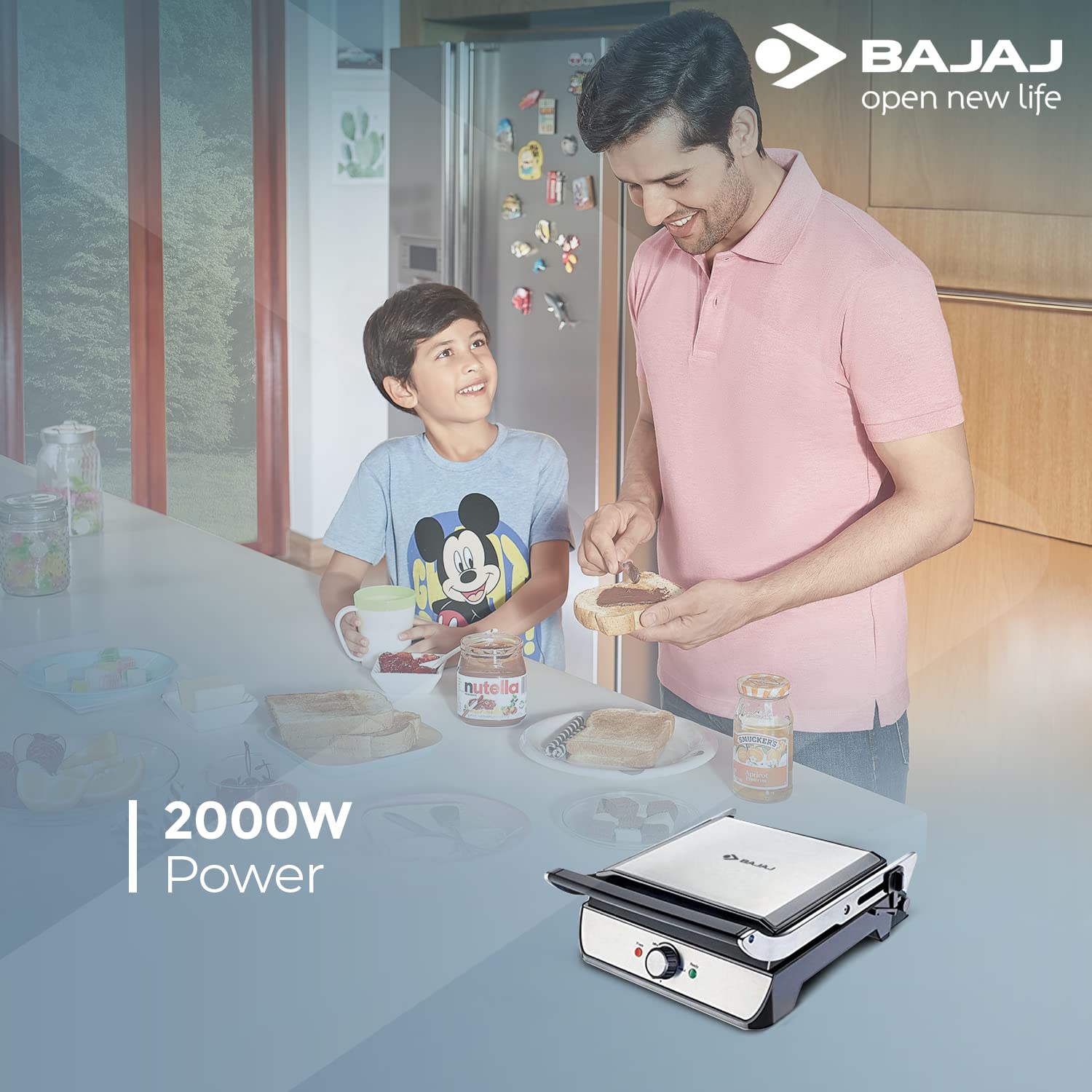 Bajaj Majesty Grill Ultra 2000W 4-Slice Grill Sandwich Maker | 180° Open Grill | Adjustable Hinge & Temperature Control | Non-Stick Coated Plate | Drip Oil Collector | 2-Yr Warranty by Bajaj | Black Mahajan Electronics Online