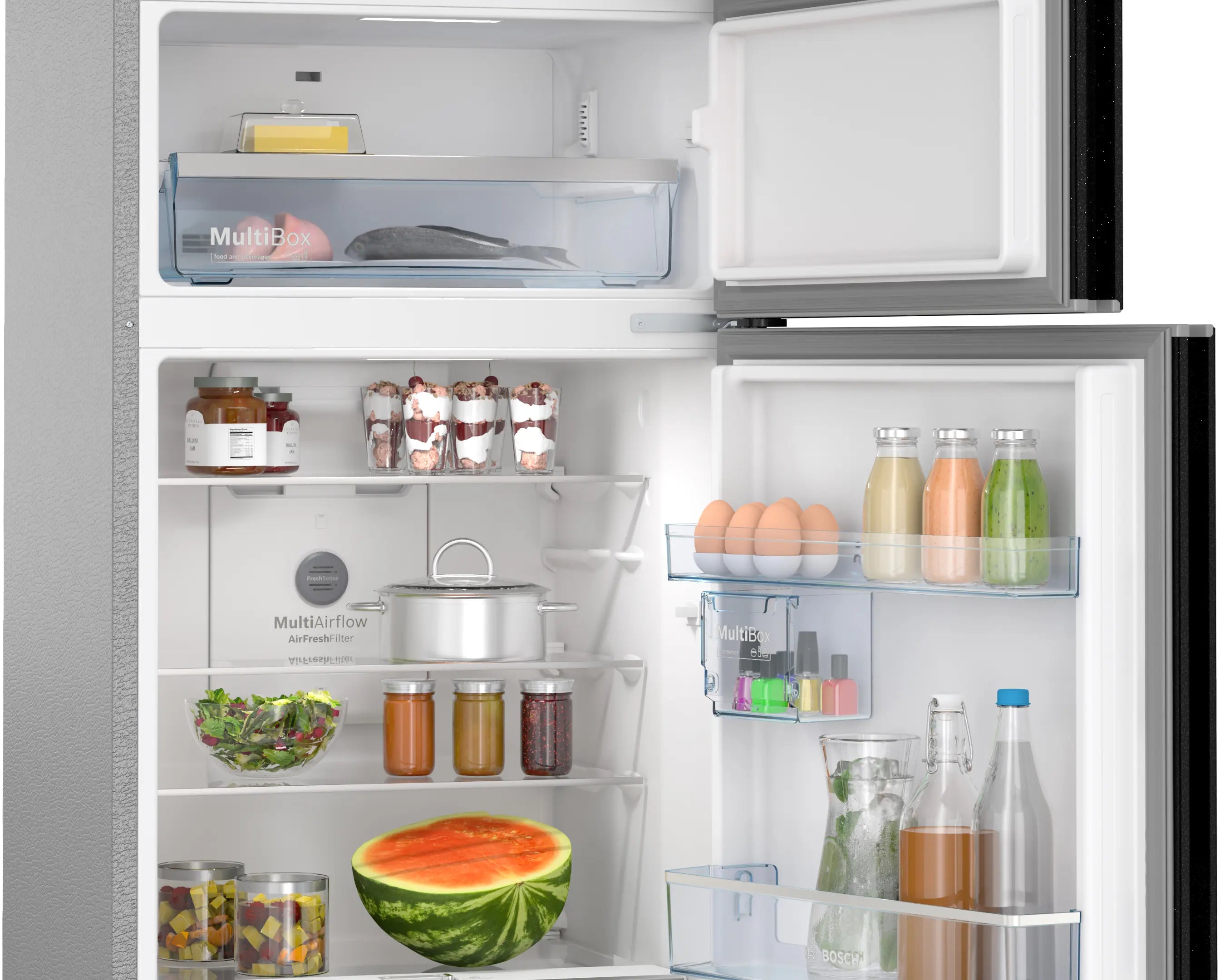 Bosch CMC36K23NI 335L Max Flex,3 Star,8 in 1 Convertible,Vario Inverter,Frost Free Triple Door Refrigerator,Black Pearl Interactive Display|18 Hrs Cooling Retention|Adaptive UI|Vita-Fresh Technology Mahajan Electronics Online