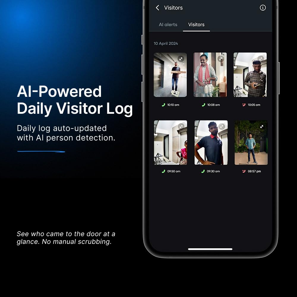 Qubo Smart Wi-Fi Video Doorbell Pro 2K from Hero Group | Instant Phone Visitor Video Call | Intruder Alarm | 3MP 1296P Resolution | 2-Way Talk | NightPulse Vision OC-HCD04BL1 Mahajan Electronics Online