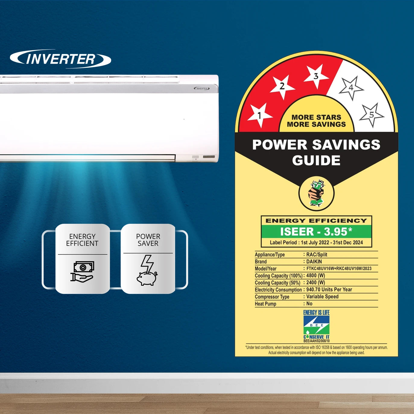 Daikin FTKC48UV16 1.4 Ton 3 Star Inverter Split AC | Dew Clean | Triple Display | PM 2.5 Filter | R32 Copper Condenser Mahajan Electronics Online