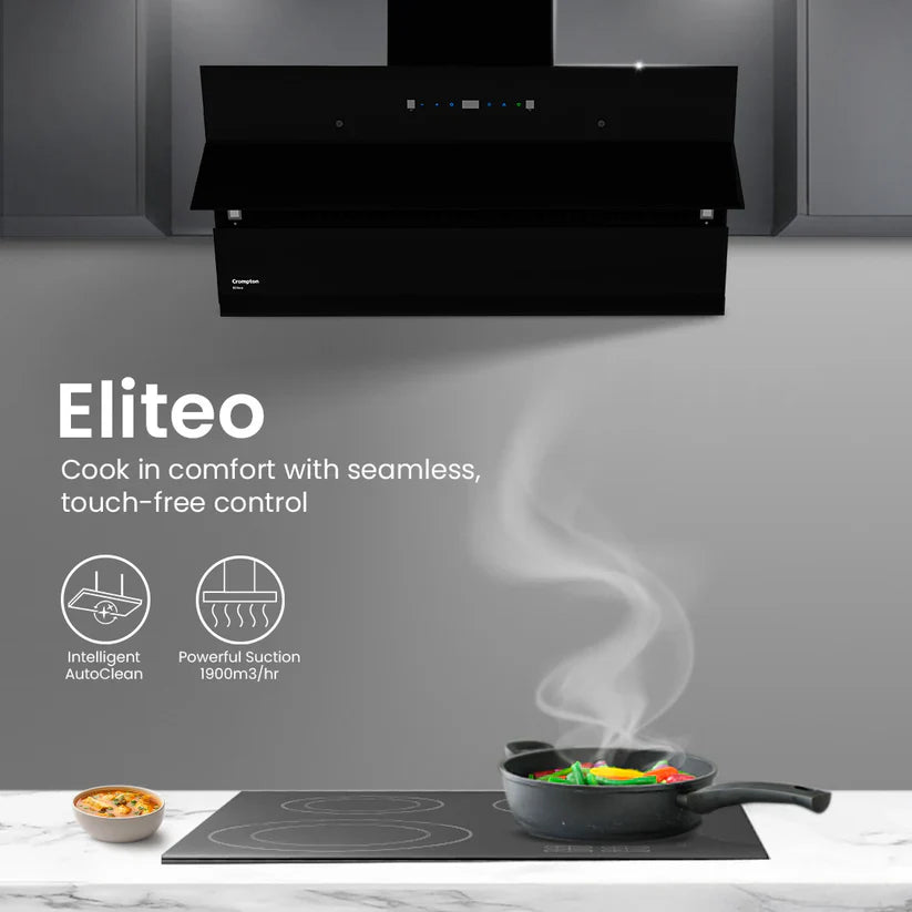 Crompton CHD-ELI90FLE-IND 90cm Filterless Wall Mounted Chimney Eliteo Inclined Series Mahajan Electronics Online