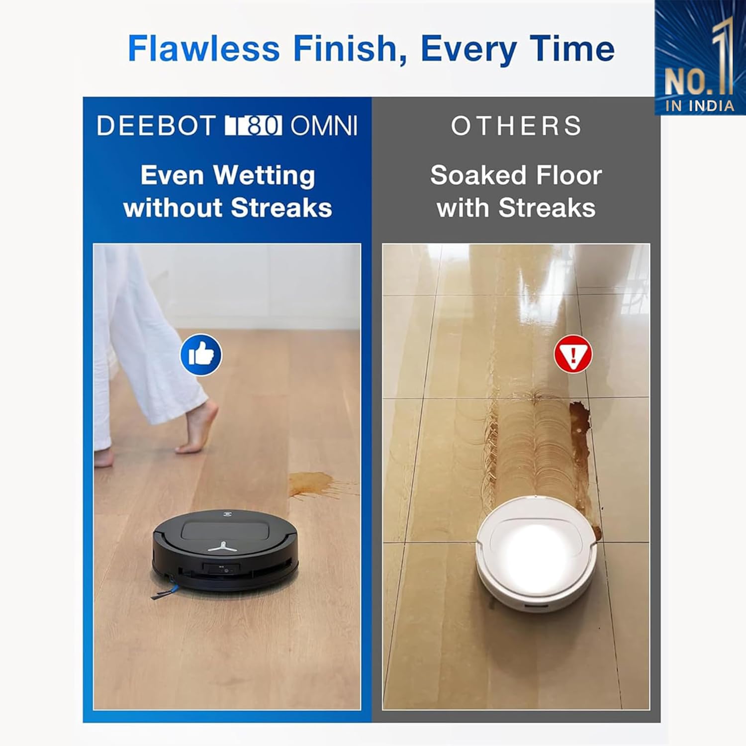 ECOVACS DEEBOT T80 Omni 2 in 1 Robot Vacuum Cleaner & Mop, 2025 New Launch, 18000 Pa, 6400 mAh Battery, OZMO Roller Real-Time Mop Washing, Self-Emptying, Hot Air Drying, AI ReMop 2.0, ZeroTangle 3.0 Mahajan Electronics Online