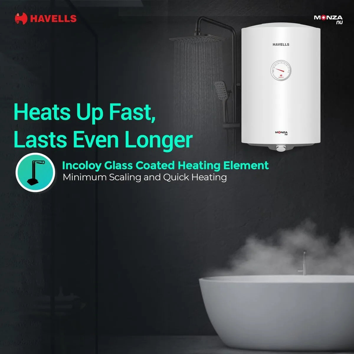 HAVELLS Monza Nu Storage Water Heater 25 L Storage Water Geyser  (White) Mahajan Electronics Online
