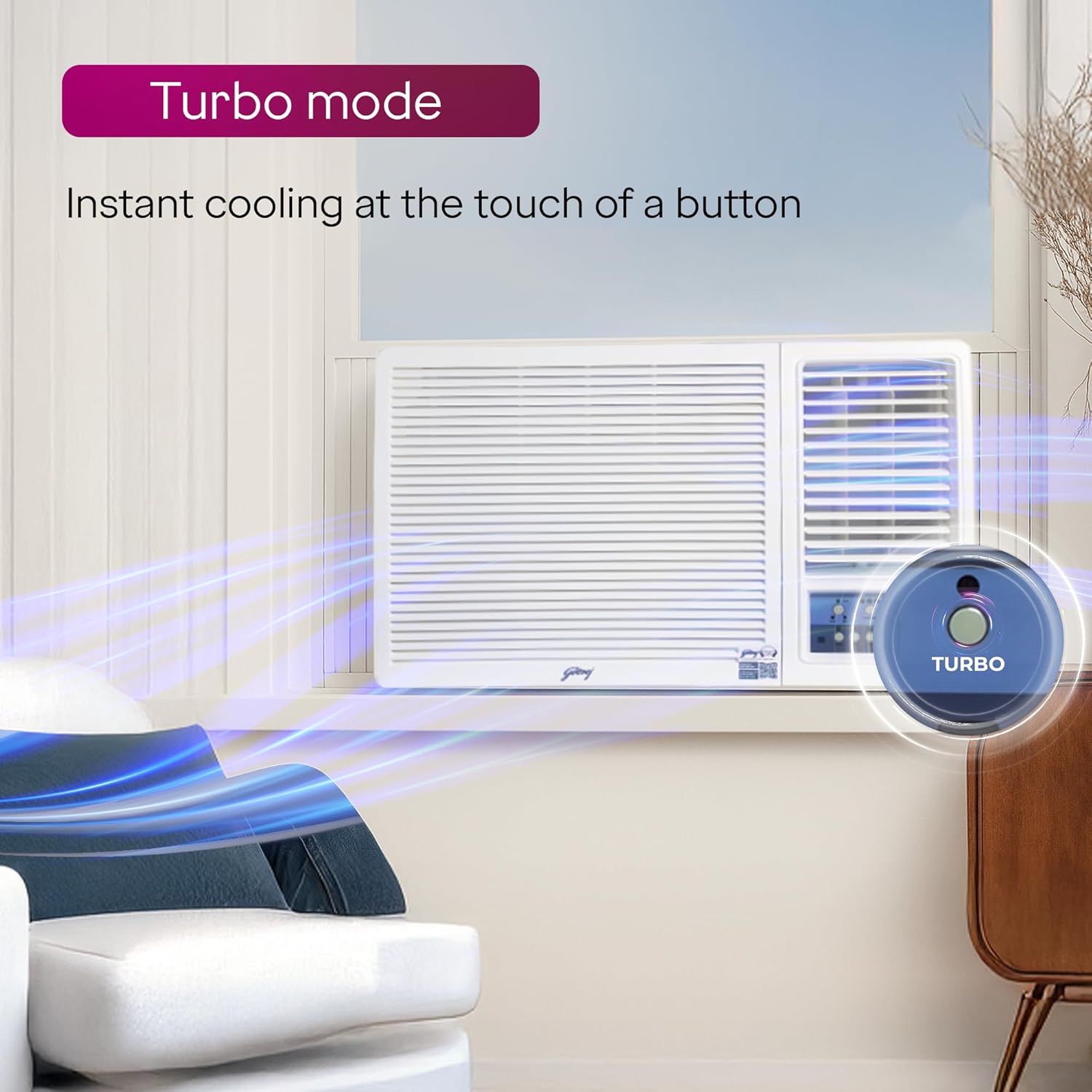 Godrej WIC 18UTC5 WWA 1.5 Ton 5 Star, Turbo Mode, Smart Diagnosis, Pure Air Filter, Anti-Freeze Thermostat, Anti Corrosive Blue Fin Coating, Inverter Window AC (Copper, AC 1.5T , White) mahajan electronics online