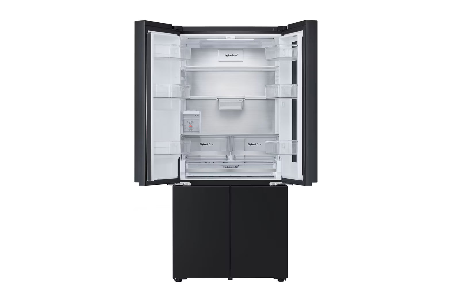LG GV-K25FFGFB 610L French Door Refrigerator, InstaView, Water Dispenser, Wi-Fi Convertible, Black Glass Finish, 2 Star Mahajan Electronics Online