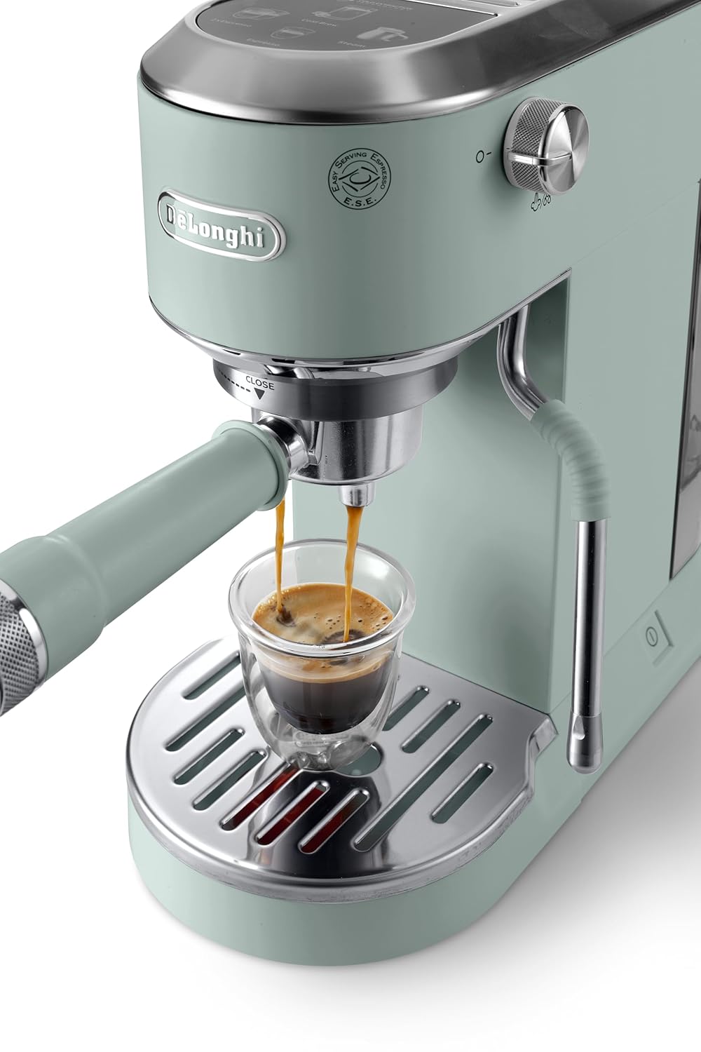 De’Longhi Dedica Duo EC890.GR Barista Coffee Machine with Pump, Espresso and Cold Brew, Manual Coffee Machine with Latte Art Steam Wand, 15 cm Wide, 2 Espressos, Touchscreen, Cups up to 13 cm (green) Mahajan Electronics Online
