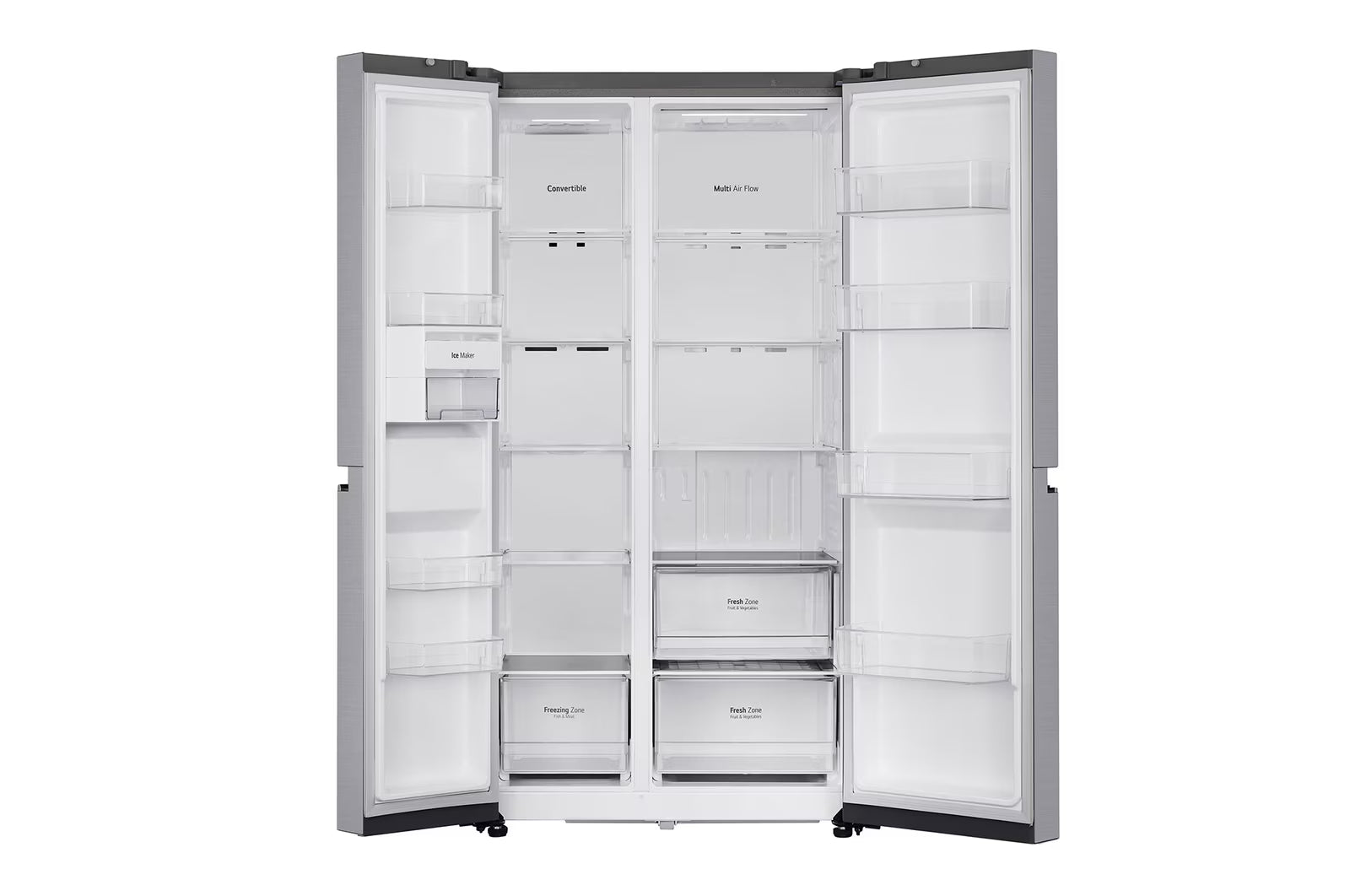 LG GL-B257HPZ3 650L Side-by-Side Refrigerator, Convertible, Door Cooling+™, Shiny Steel Finish, 3 Star Mahajan Electronics Online