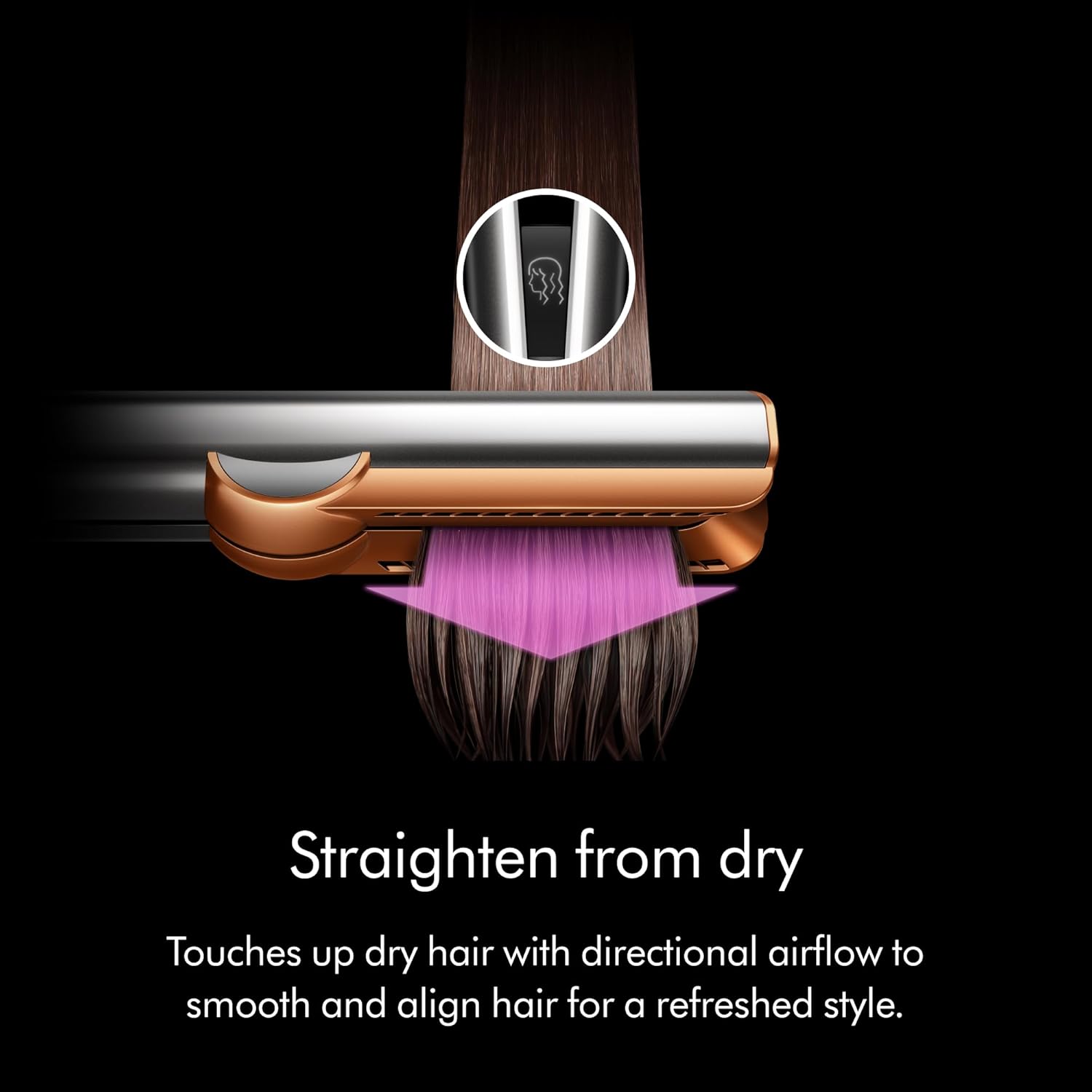 Dyson Airstrait™ Hair Straightener| Wet-to-dry straightener | Straightens with air | No hot plates, no heat damage (When used in Wet-to-dry mode) | Suitable for all hair types (Ceramic Pink/Rose Gold) HT 01 CPRG IN Mahajan Electronics Online