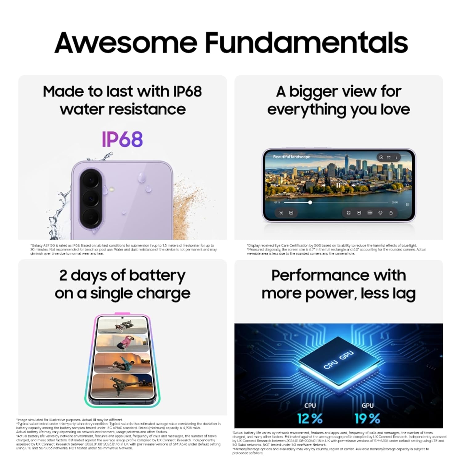 Samsung Galaxy A37 5G (Awesome Charcoal, 8GB RAM, 256GB Storage), Agentic AI, Triple Camera with Nightography Video, 2 Days Battery Life, 6 Gen OS Upgrades, IP68, 7.4mm Sleek, with No Cost EMI Mahajan Electronics Online