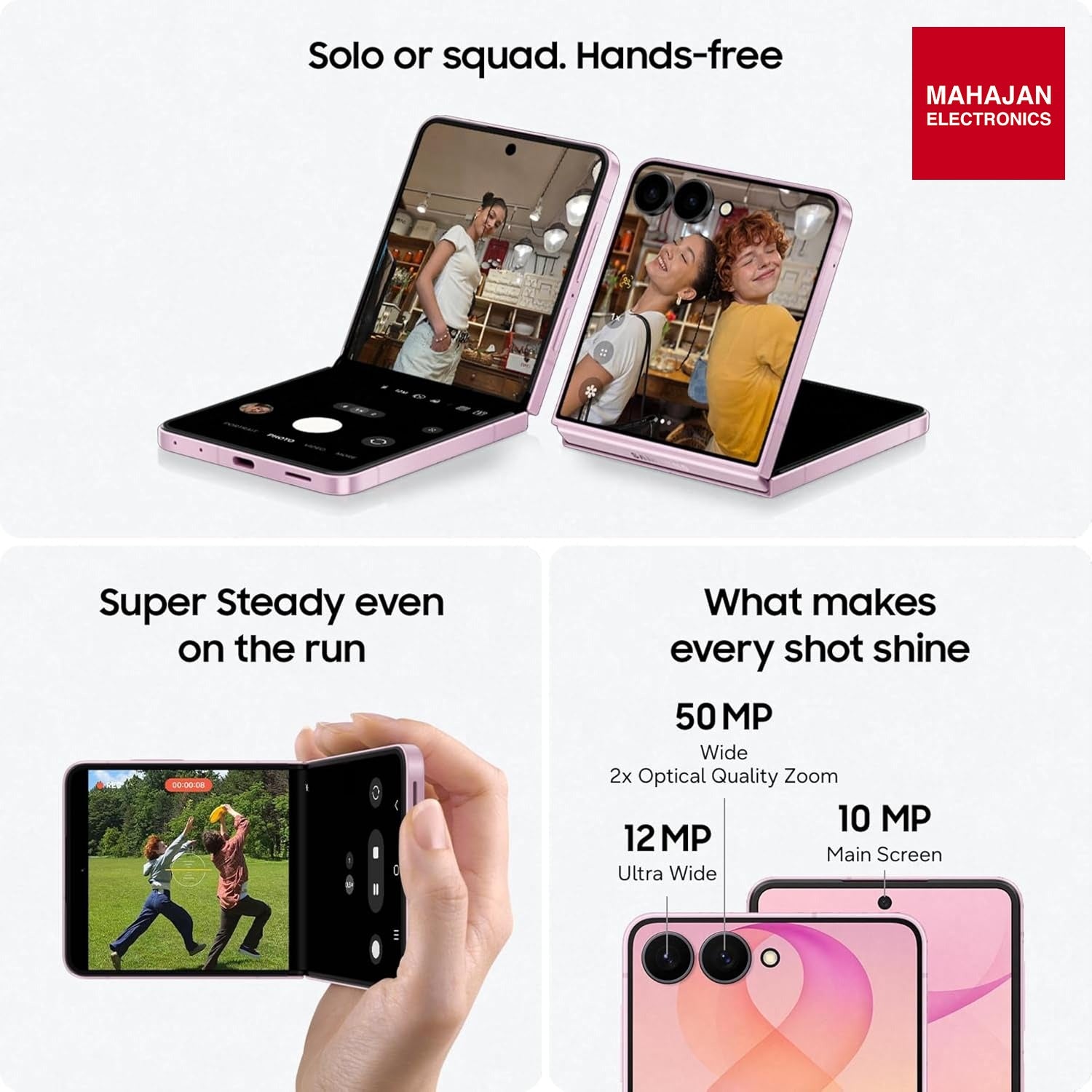 Samsung Galaxy Z Flip8 5G Smartphone with Galaxy AI (Graphite, 12GB RAM, 256GB Storage), Hands Free Selfie Camera, Customizable FlexWindow, 4300mAh Battery, Now Brief, Photo Assist Samsung
