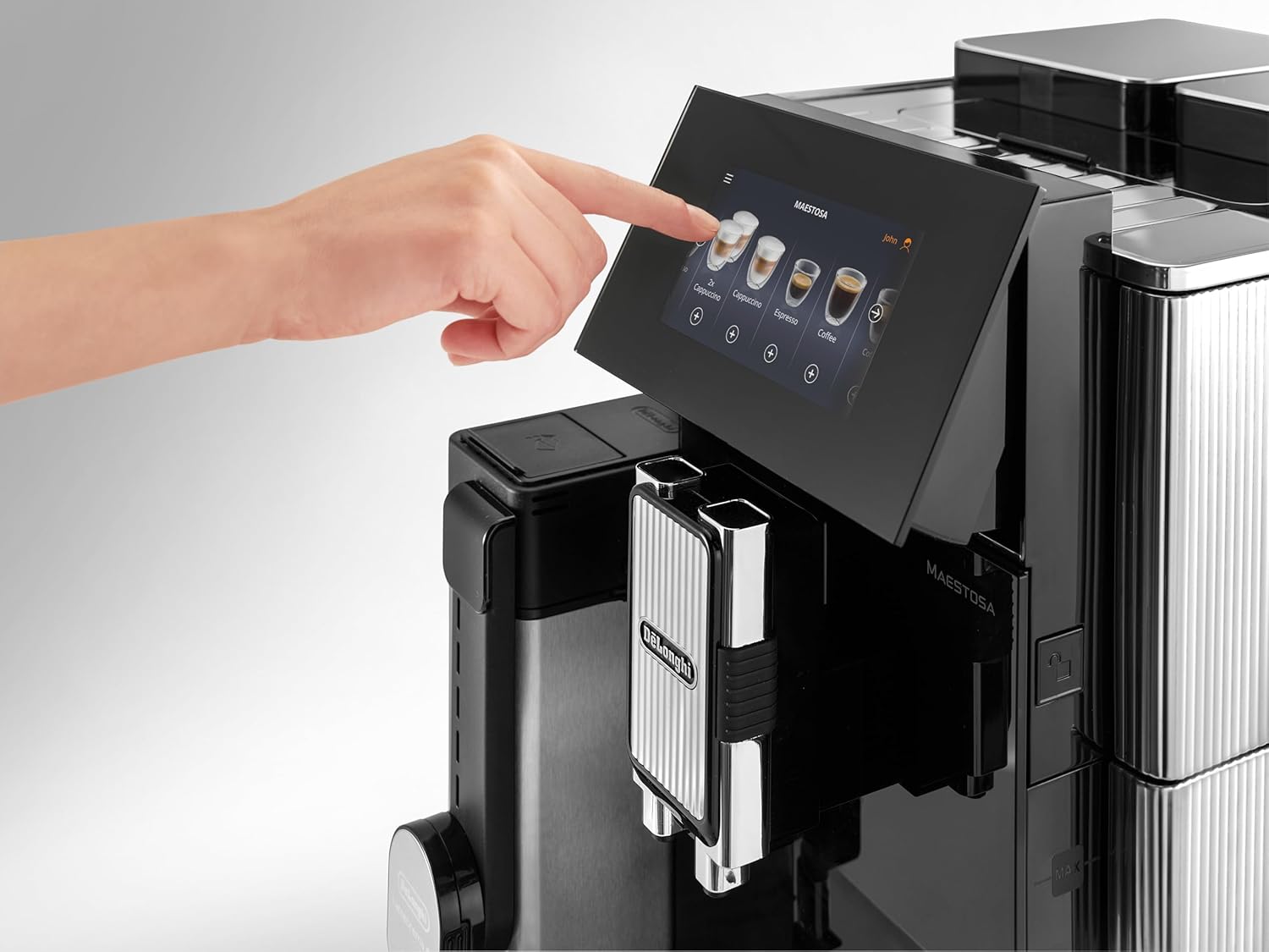 DeLonghi Maestosa EPAM960.75.GLM Fully Automatic Coffee Machine With In Built Dual Grinder, Bean To Cup, Smart One Touch Cappuccino, LatteMacchiato, Espresso, Hot Chocolate Maker App Lin Mahajan Electronics Online