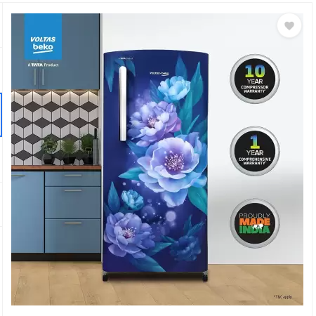 Voltas Beko 175 L Direct Cool Single Door 1 Star Refrigerator (PEONY BLUE, RDC208E/S0PBE0M0000GD) - Mahajan Electronics Online