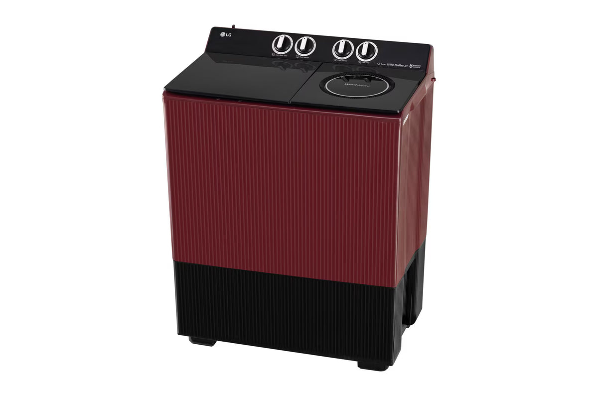 LG PX100B3SD2Z 10 KG Semi-Automatic Washing Machine, Roller Jet Pulsator+, Wind Jet Dry+ Technology, Dual Spin Shower, Burgundy, 5 Star LG