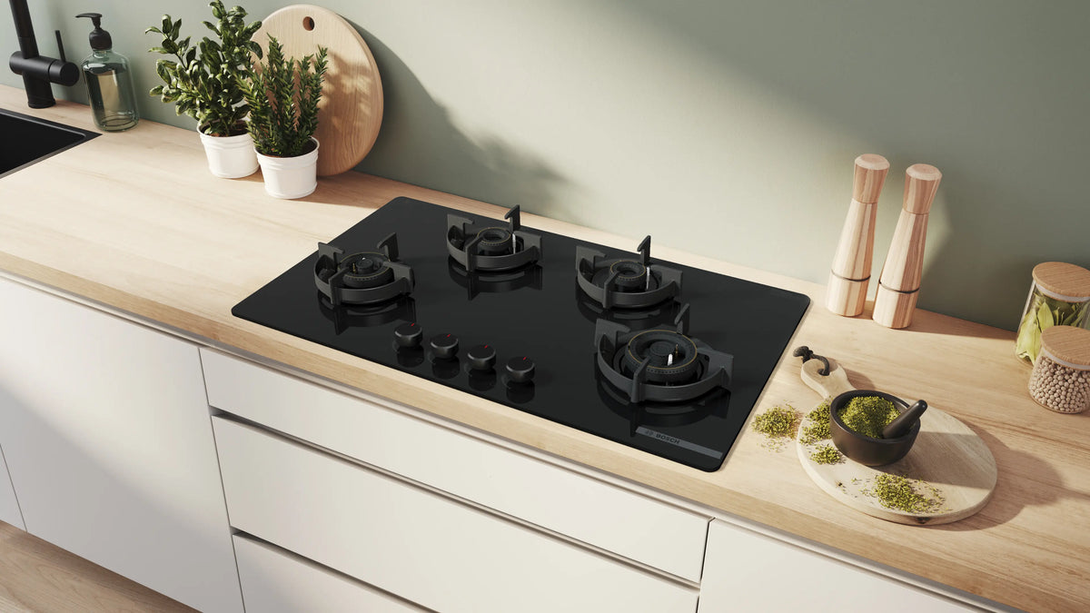 Bosch PNH9O6G20I Series 6 Gas hob 90 cm Tempered glass, Black