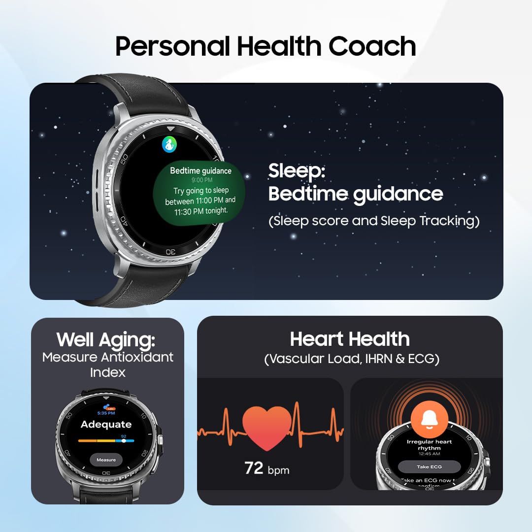 Samsung Galaxy Watch8 Classic (46mm LTE, Black) with 3nm Processor | Dual GPS | Sapphire Glass & Stainless Steel | 5ATM & IP68 | BP, ECG, IHRN & Vascular Load Monitoring | Anti-oxidant Index Mahajan Electronics Online