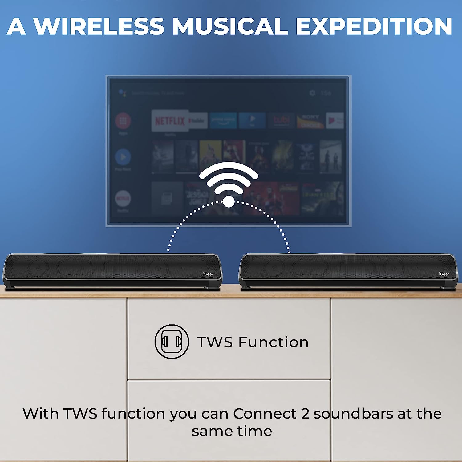 i GEAR 1088 immerse soundbar 20 Watts Bluetooth Speaker5.1 with Multiple Playback Options|Inbuilt SubWoofer|FM Radio|Micro SD|USB Slot, Heavy Bass, Stylish Look (Black) - Mahajan Electronics Online